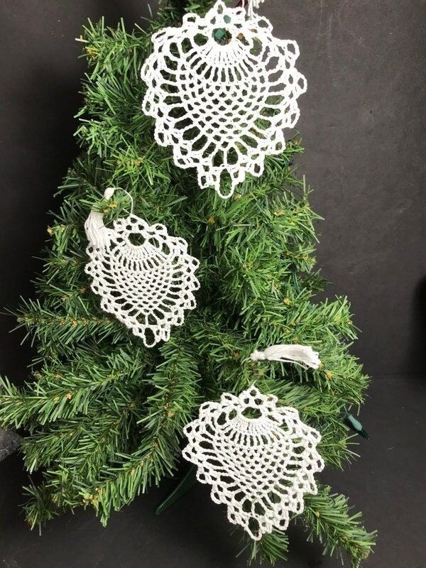 3 Vintage cotton crochet Christmas ornaments