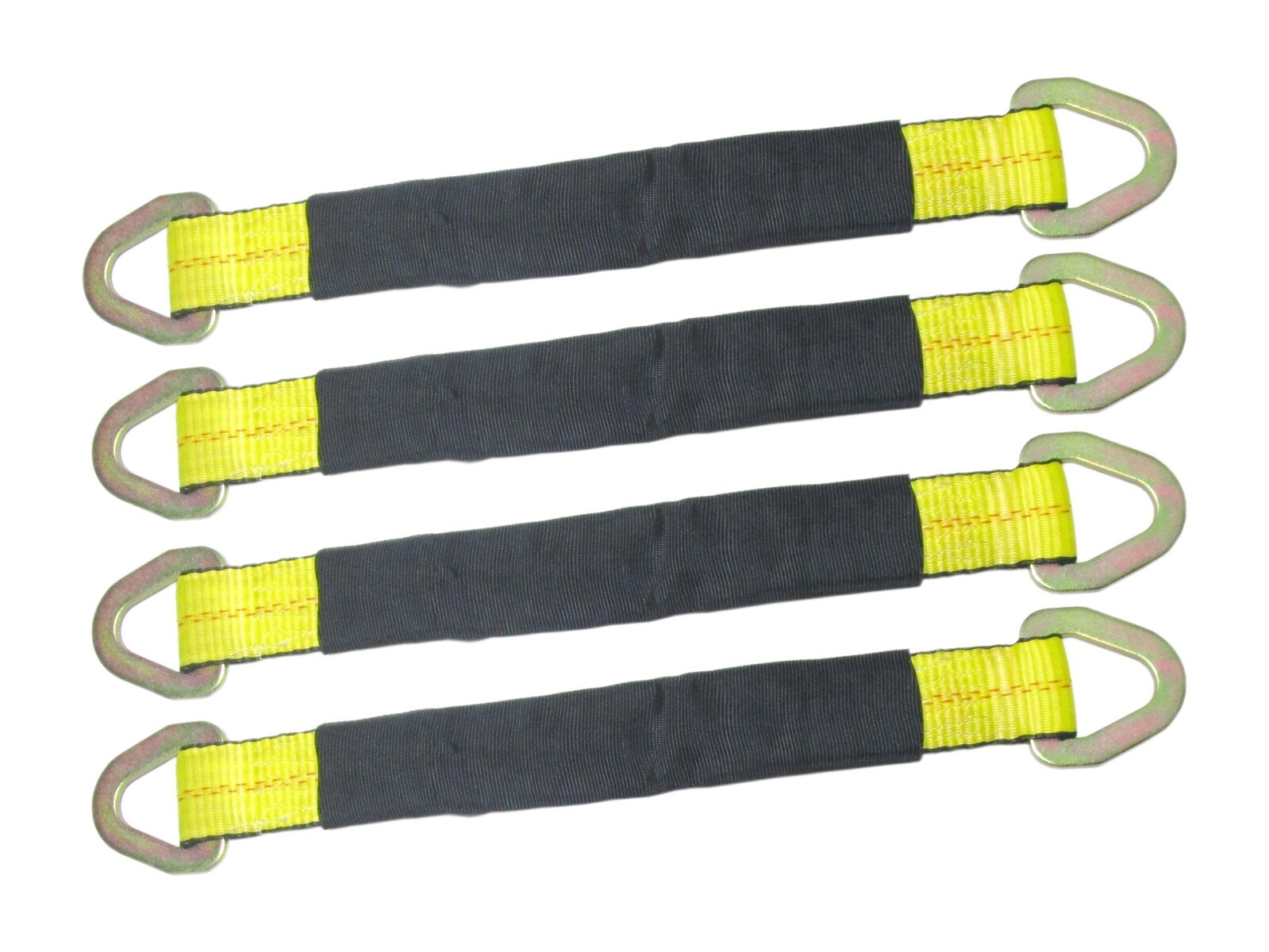 4 Pack 2" x 21" Axle Straps with Protective Sleeve, Delta Rings, WLL 3,335 lbs