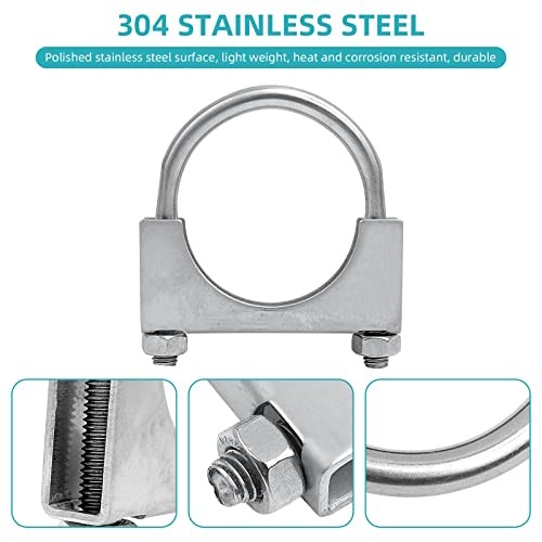 2.5" Heavy Duty U-Bolt Exhaust Clamp 2.5 inch Stainless Steel Muffler U 2-1/2"