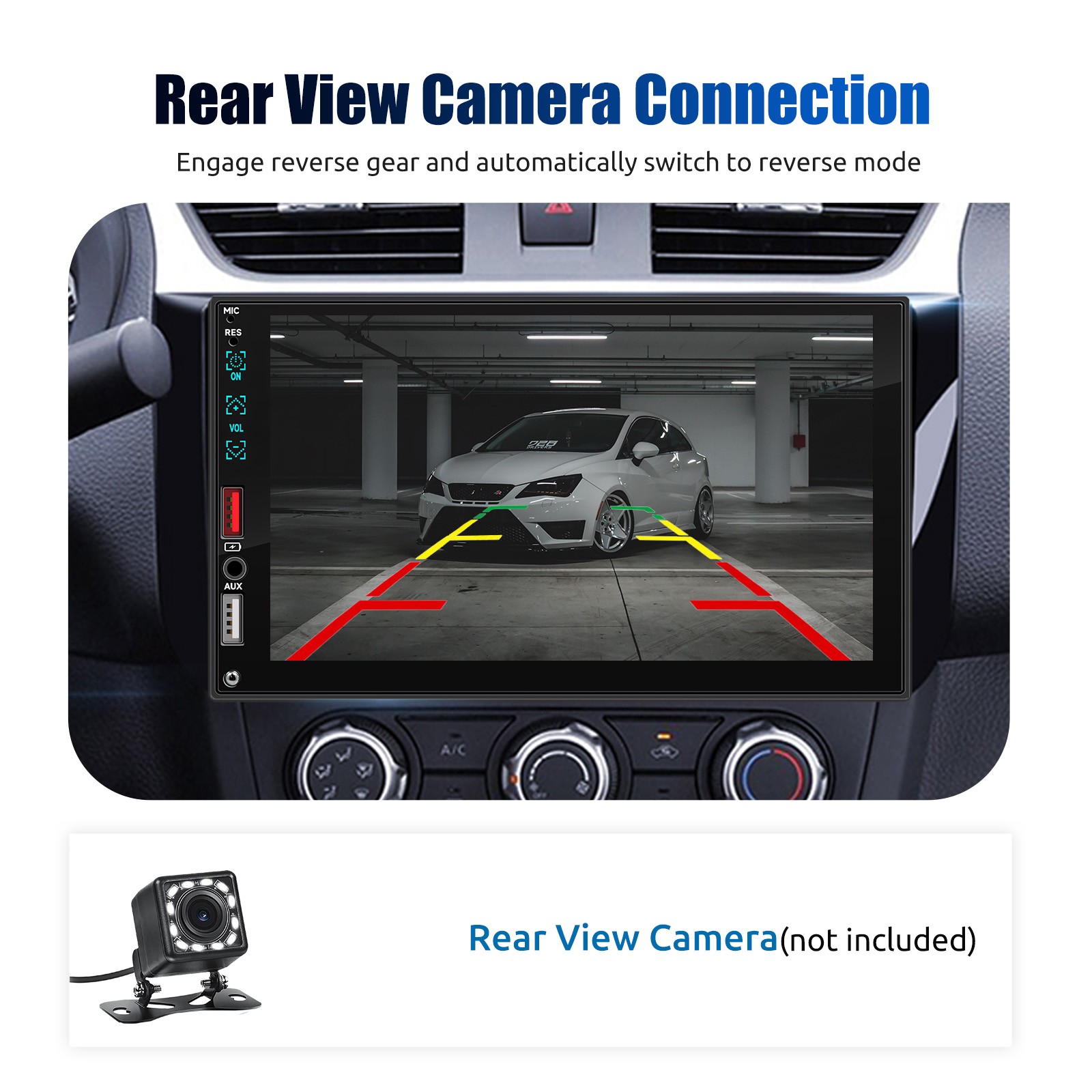 Single 1 Din Car Stereo Apple CarPlay 7" Touchscreen Bluetooth Radio SWC USB FM