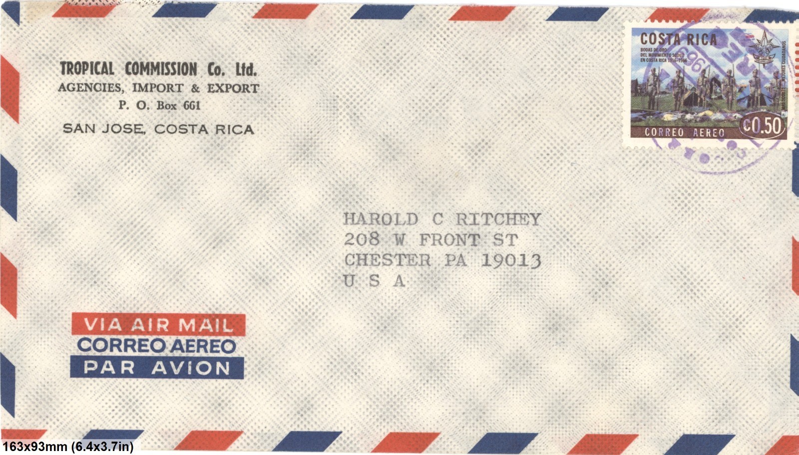 Costa Rica 1969 Airmail Cover San Jose To USA Commercial Usage