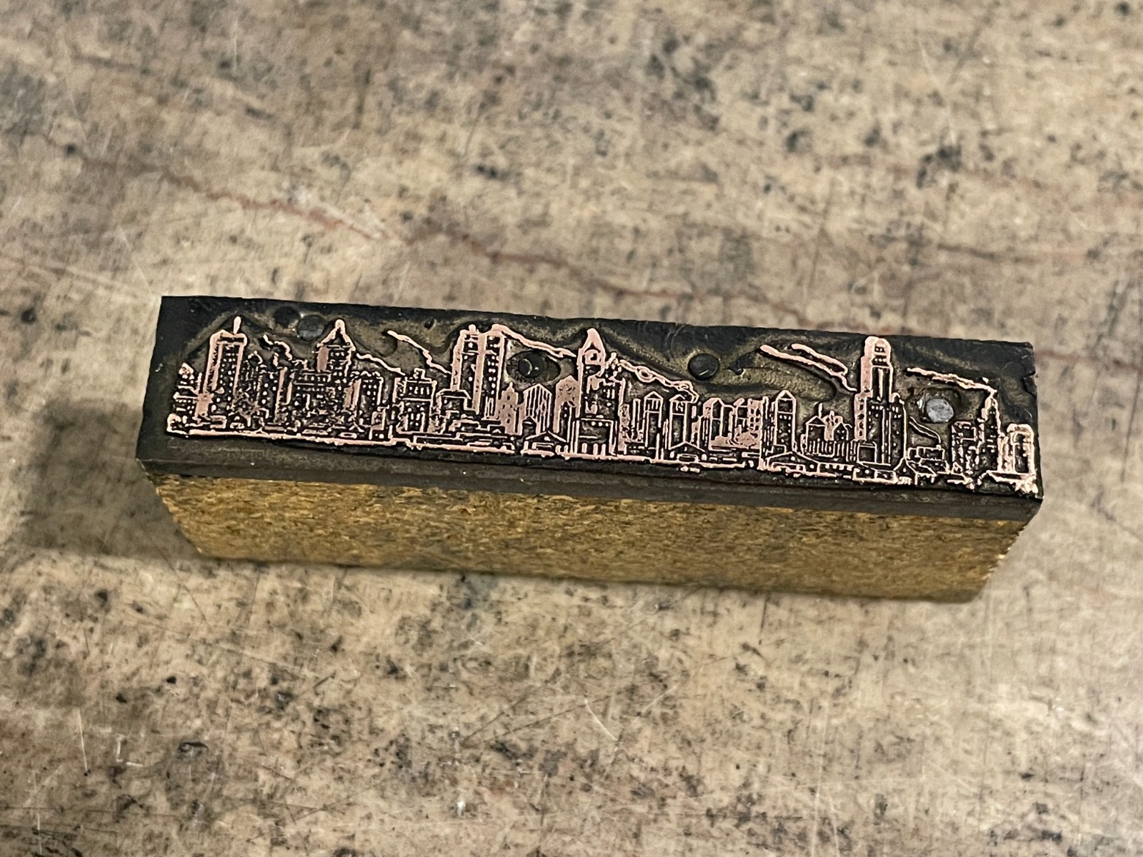 Printing Letterpress Printers Block Copper Cityscape / City Skyline (1151)