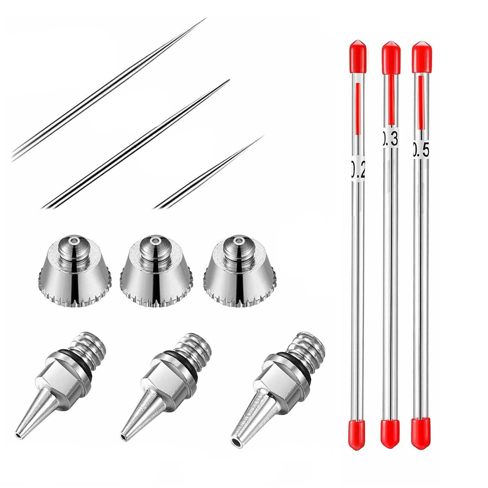 0.2/0.3/0.5mm Airbrush Nozzle Needle Set for Airbrushes Spray Gun Replacement