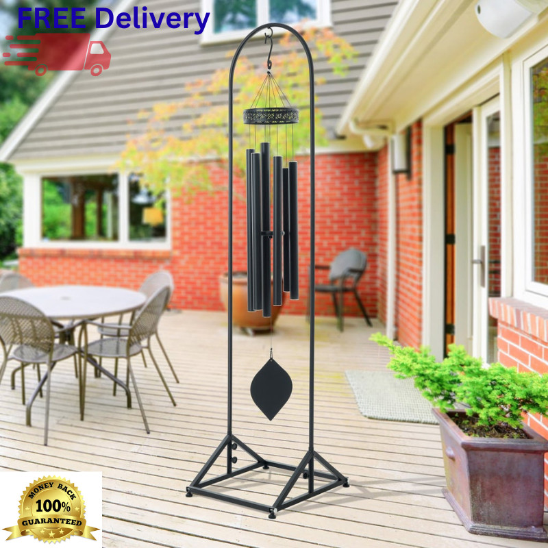 76" Metal Wind Chime Stand Heavy Duty Steel Outdoor Garden Display Hook New