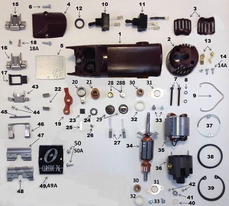 Parts for OSTER clippers CLASSIC 76 and A5,