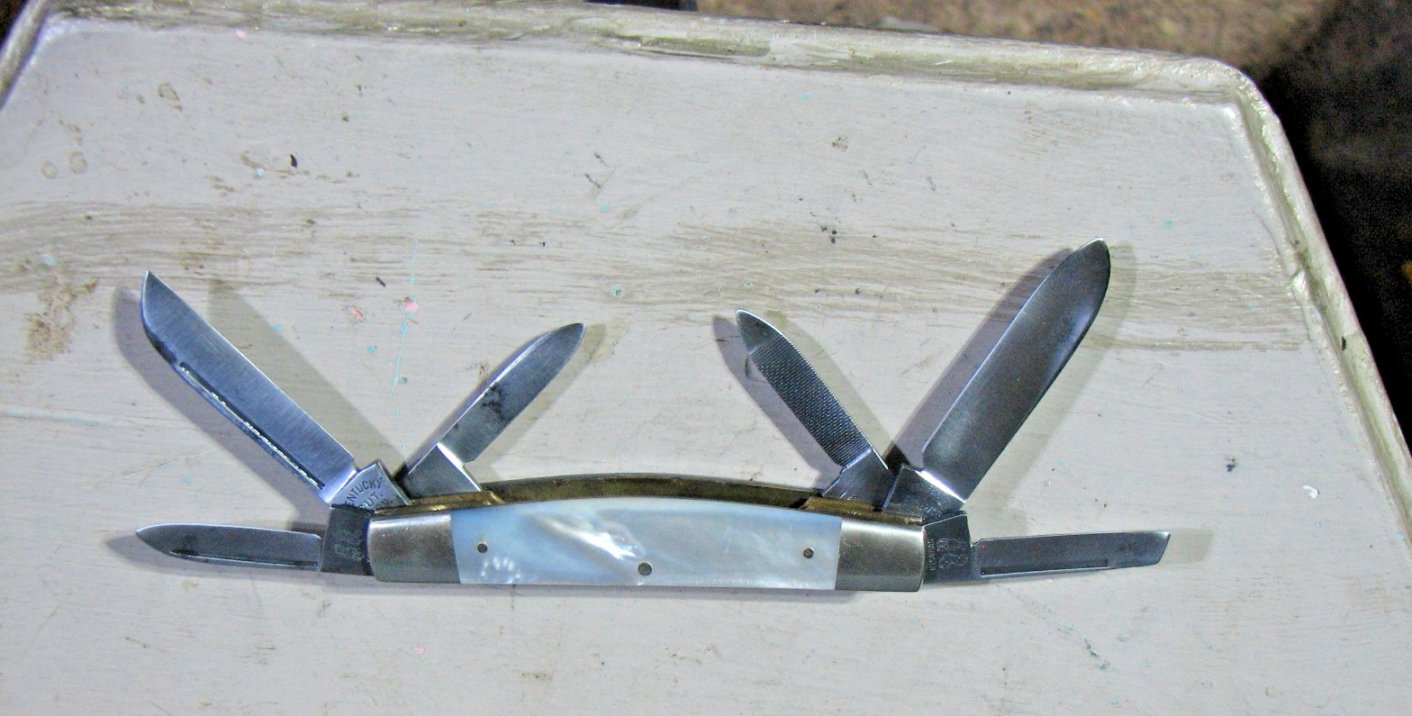 Vtg BEAUTIFUL Frank Buster Congress Six Blade Pearl