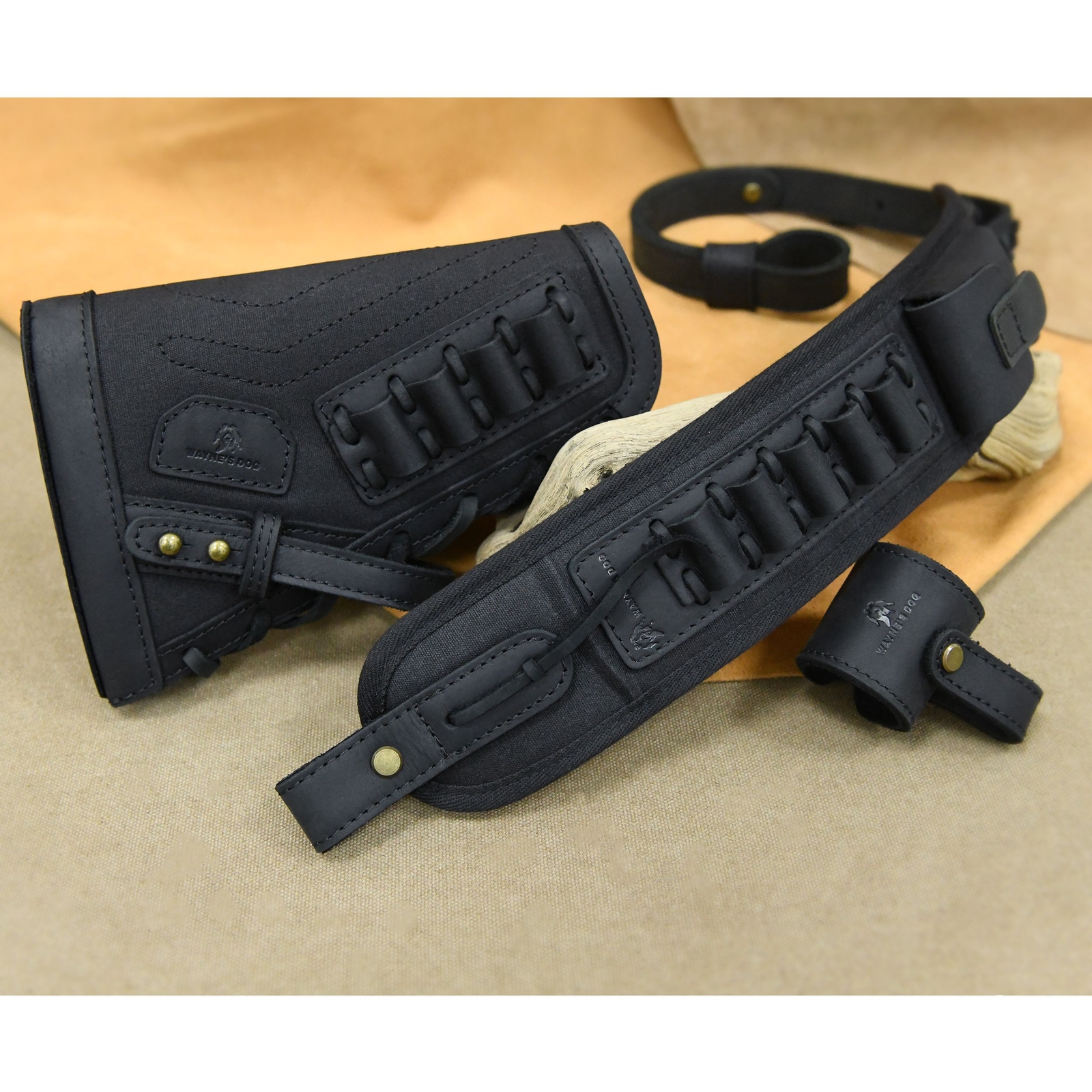 No Drilling Leather Rifle Buttstock, Sling Straps with Sling Loop for .308.22LR