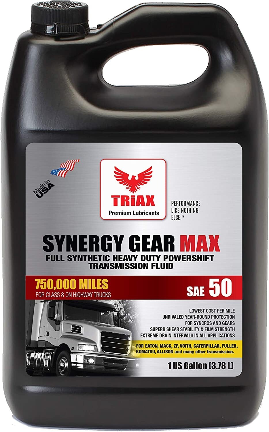TRIAX Synergy Gear Max SAE 50, Full Synthetic Heavy Duty Manual Trans (1 Gallon)