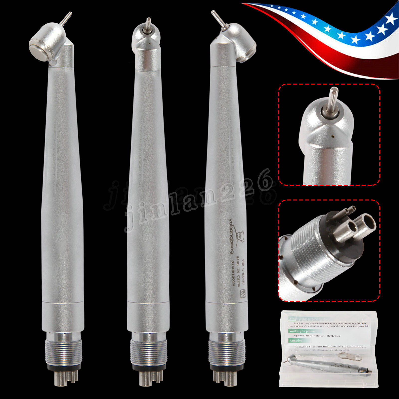 Yabangbang Dental 45 Degree Surgical High Speed Handpiece Push Button 4Hole WCA4