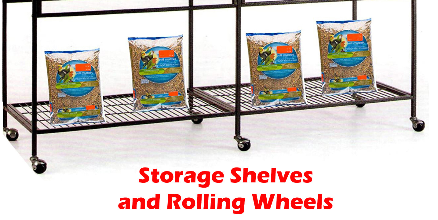 DOUBLE LARGE Flight Birds Treehouse Center Divider Rolling Cage Storage Shelf