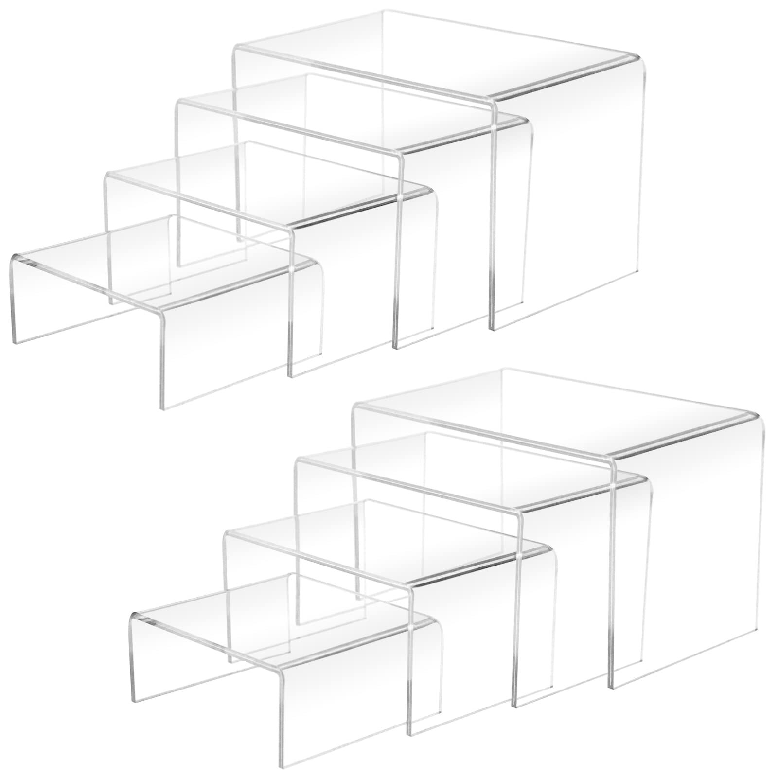 8-Piece Acrylic Display Risers Clear for Desserts Figures