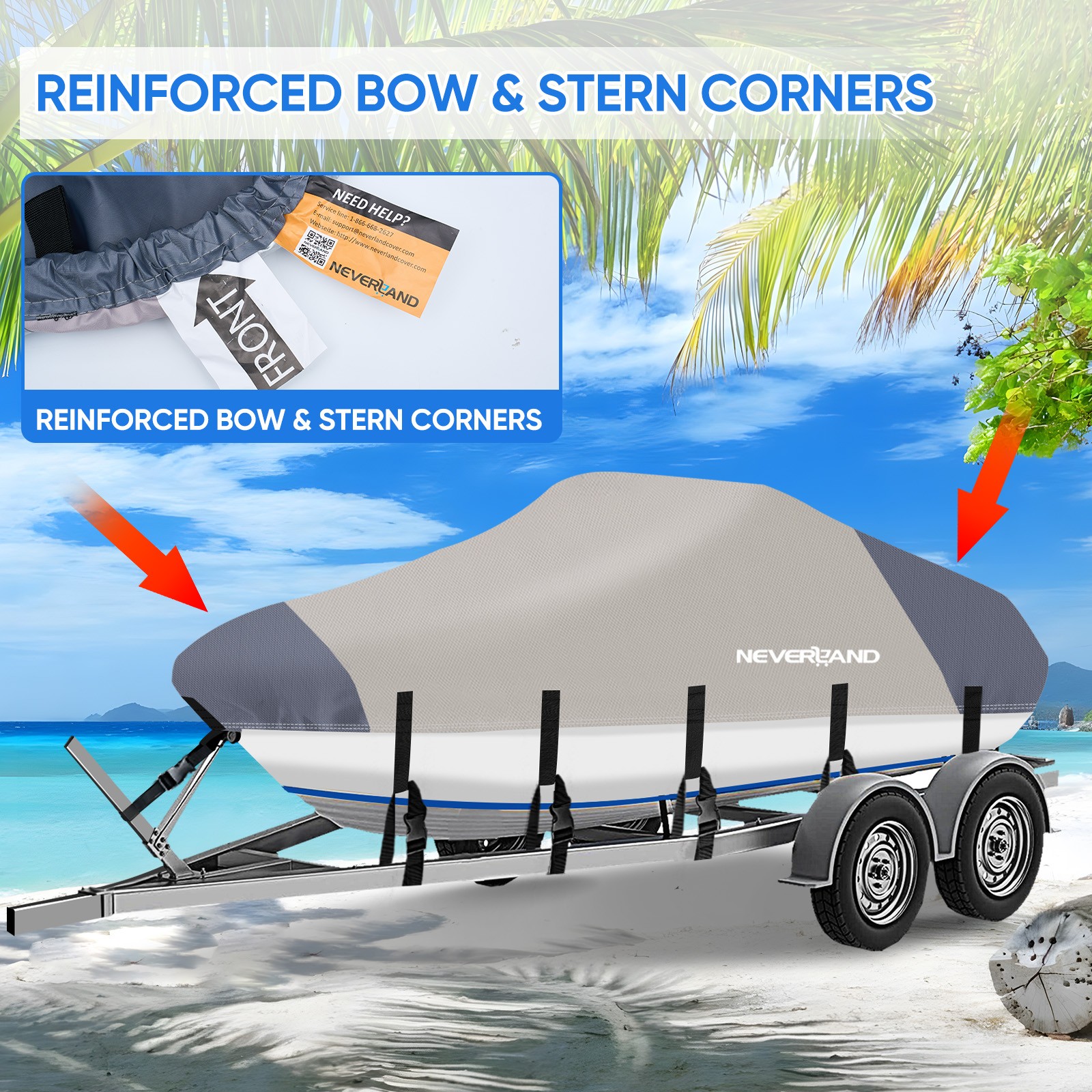 Heavy Duty Waterproof Boat Cover 17ft 18ft 19ft Fits V-Hull Fishing Ski Runabout