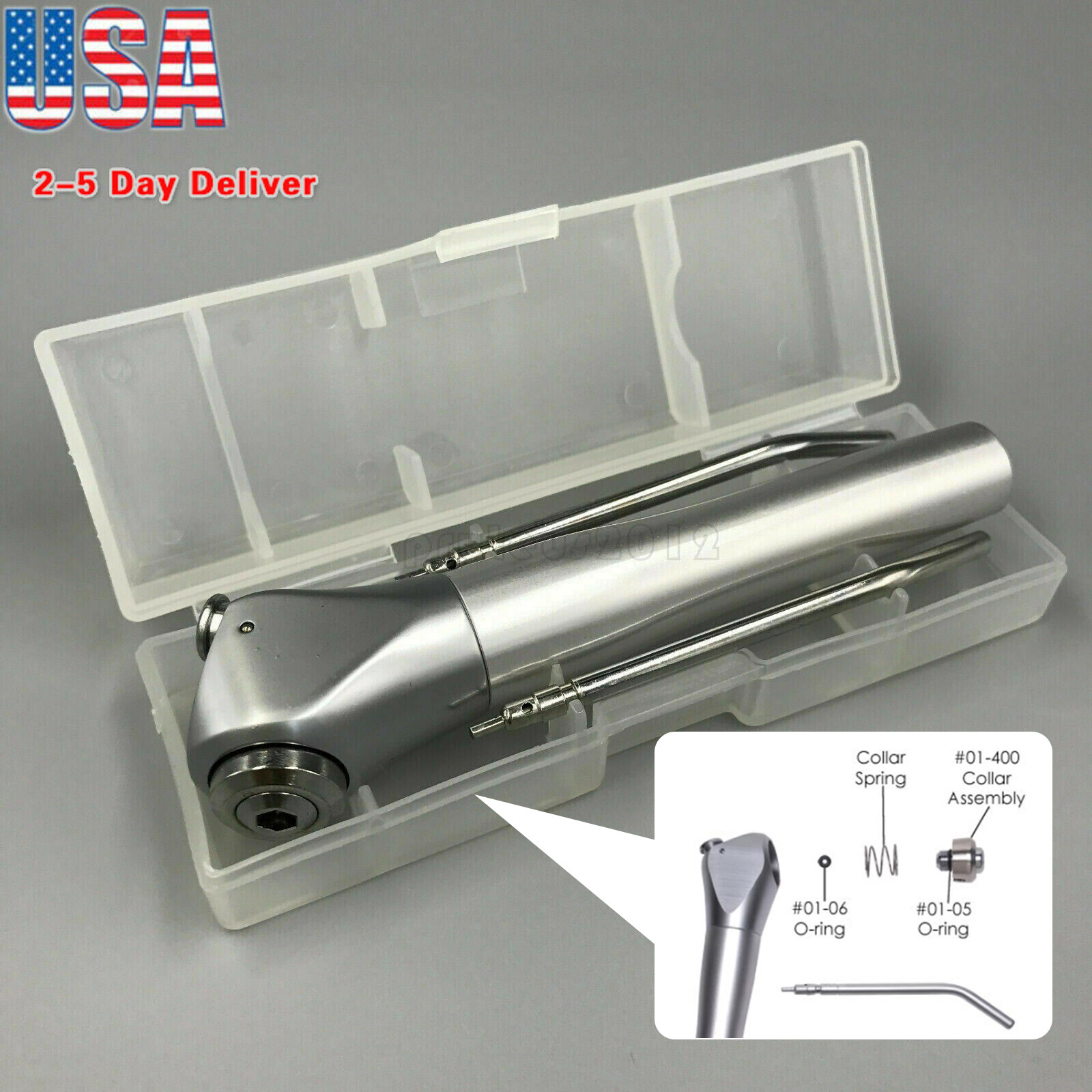 Dental 3 Way Air Water Syringe Triple Spray Handpiece with 2 Nozzles Tips Tubes