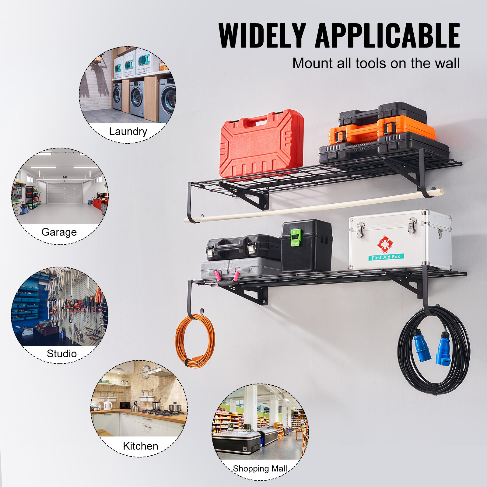 VEVOR 2PCS 4x1 ft Garage Storage Rack Shelving Heavy Duty Wall Mounted Shelving