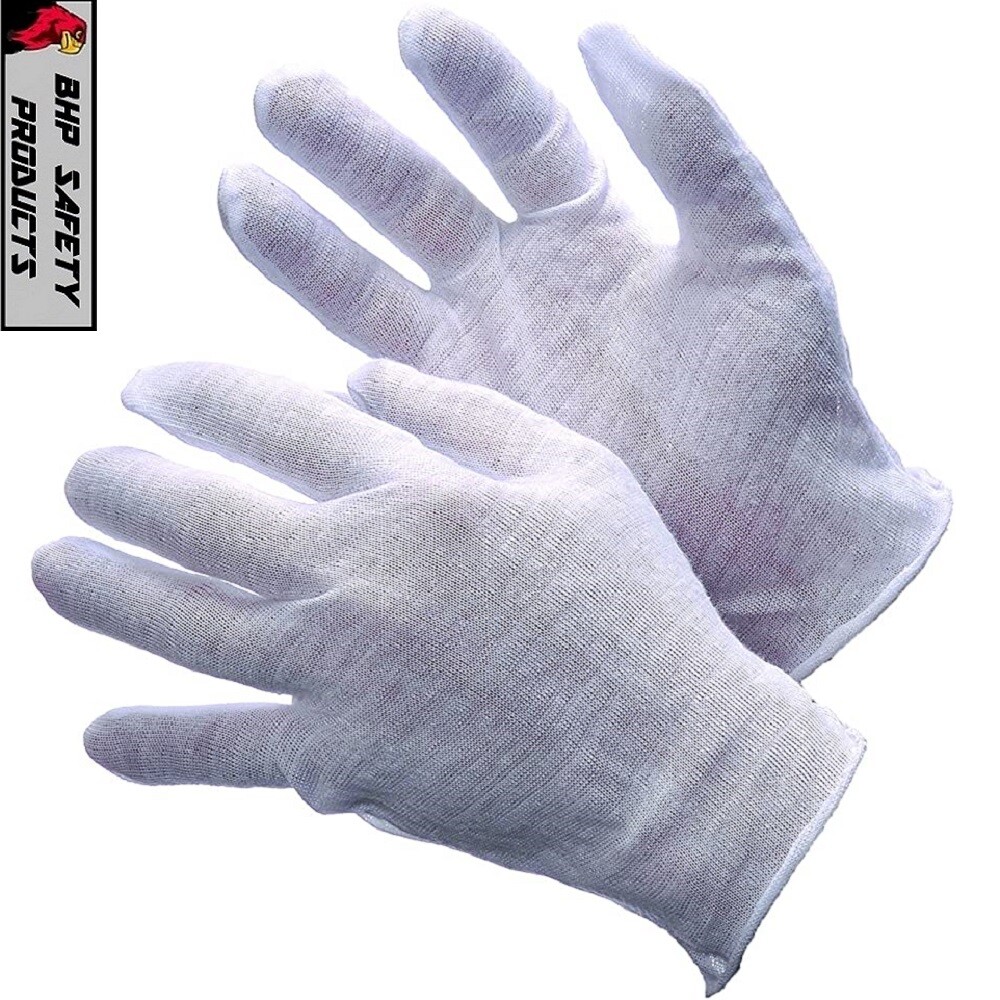 12 PAIR 1DZ WHITE INSPECTION COTTON LISLE GLOVES COIN JEWELRY LIGHTWEIGHT