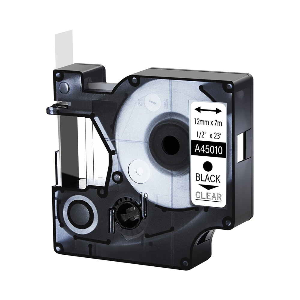 3 PK 45010 Black Clear Label Tape for DYMO D1 LabelPoint 200 250 Print 1/2" 12MM