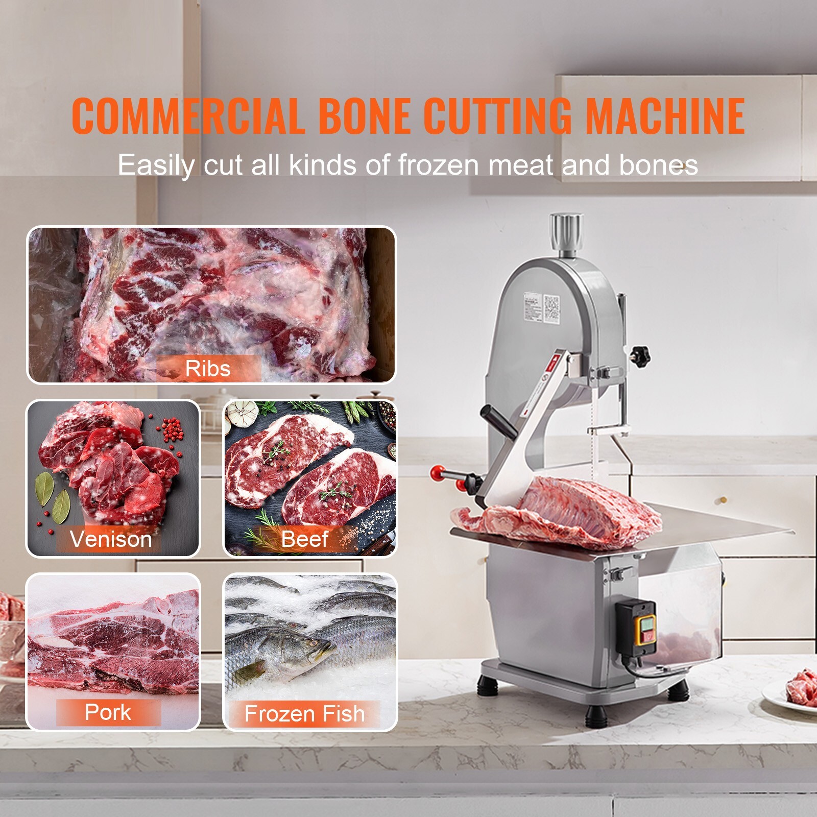1500W Commercial Bone Cutting Machine Frozen Meat Cutter Saw Electric Bandsaw
