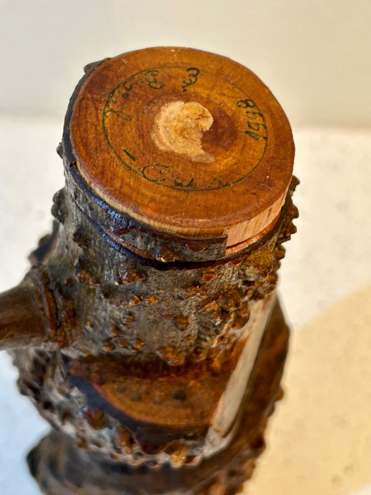 Burl Wood Bottle with Branch Handle from Parque Georgia Brazil - RARE Unusual!