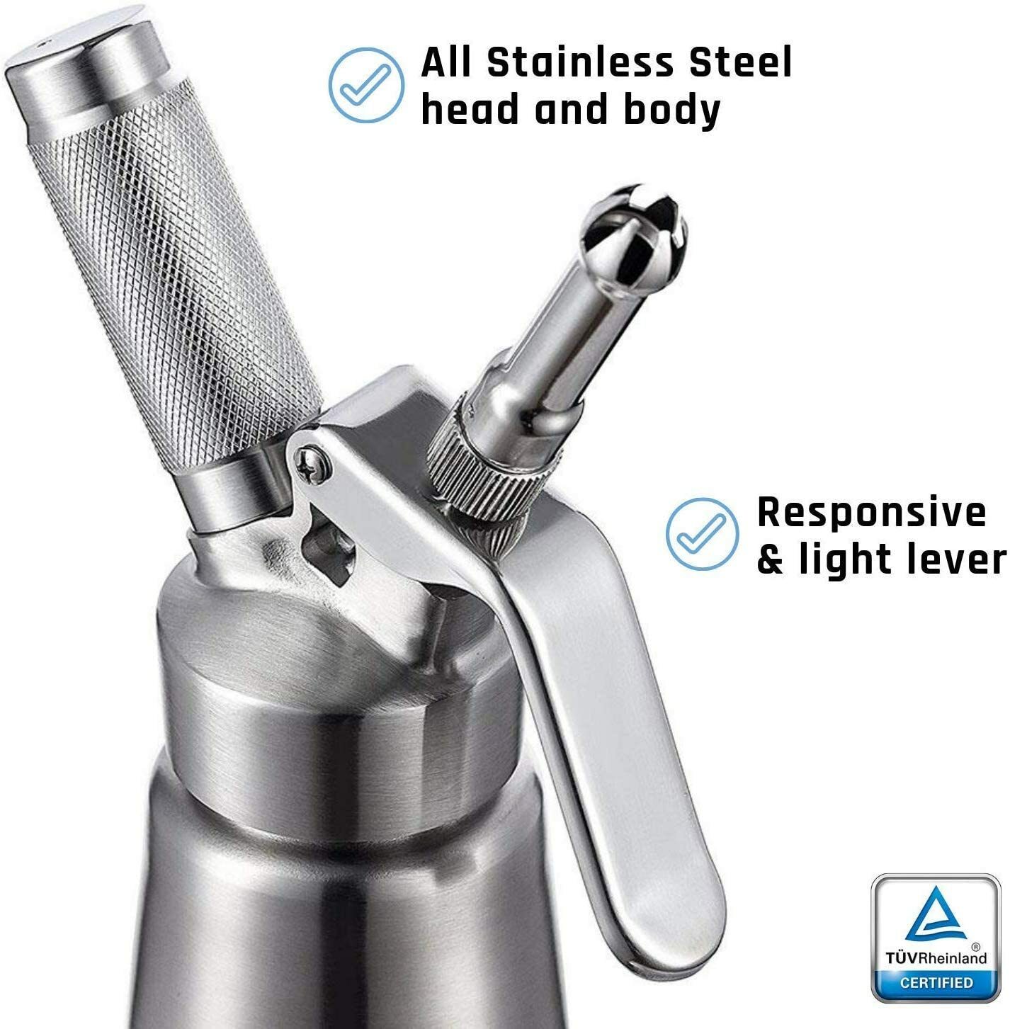 STAINLESS Steel Whipper Dispenser 1 pt (.5L) Best Whip Cream Maker ICO ss pro