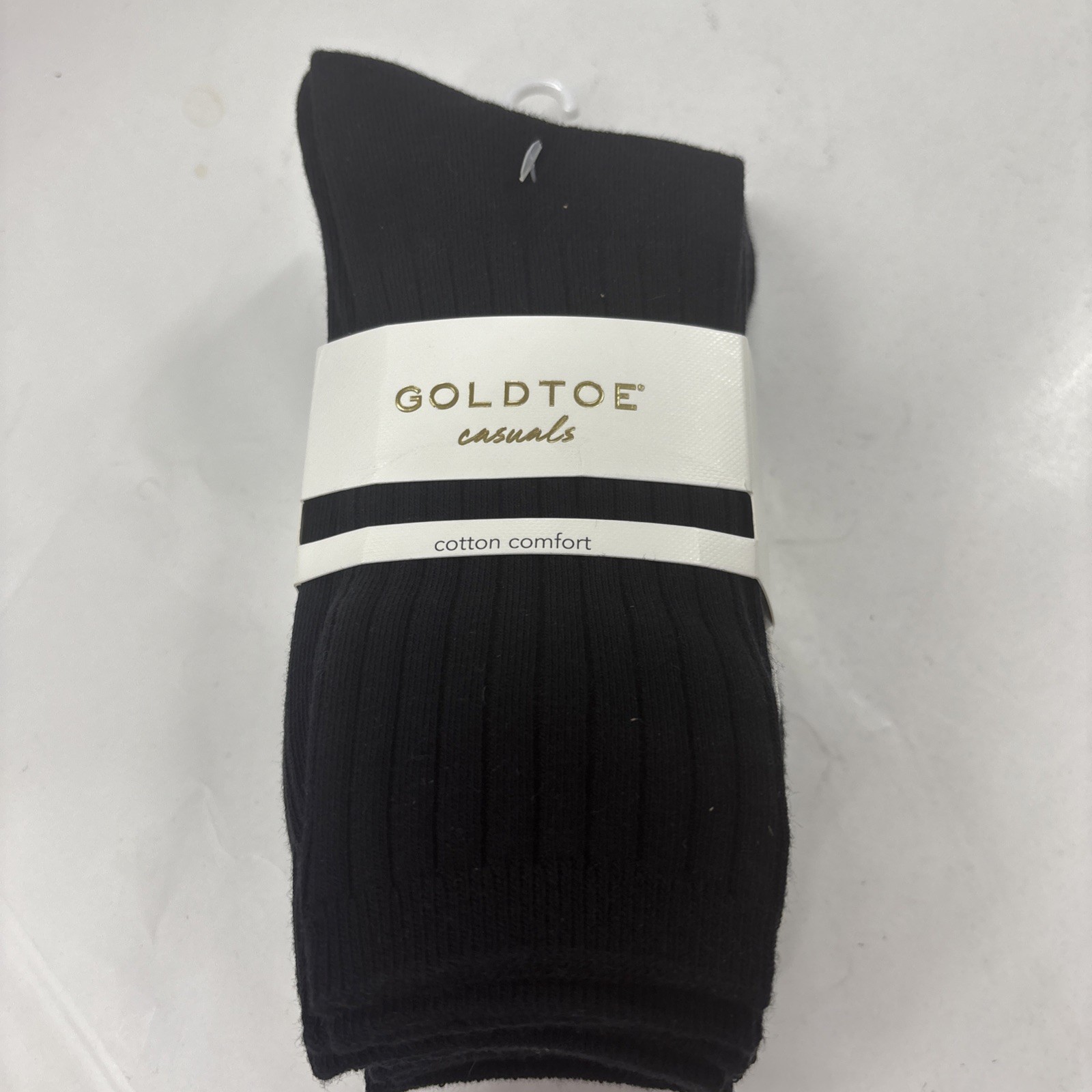 6 Pairs Gold Toe Casuals Women's Ribbed Crew Mid-Calf Socks Black Size 6-9