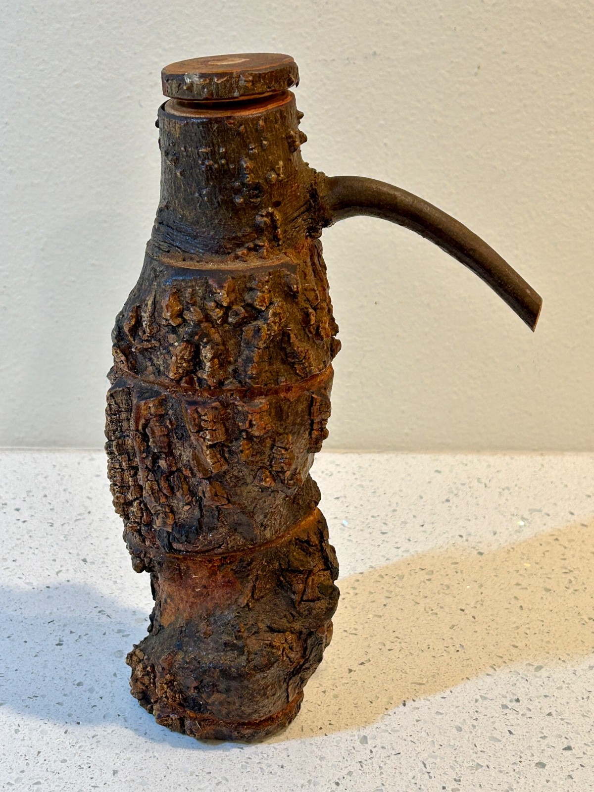 Burl Wood Bottle with Branch Handle from Parque Georgia Brazil - RARE Unusual!
