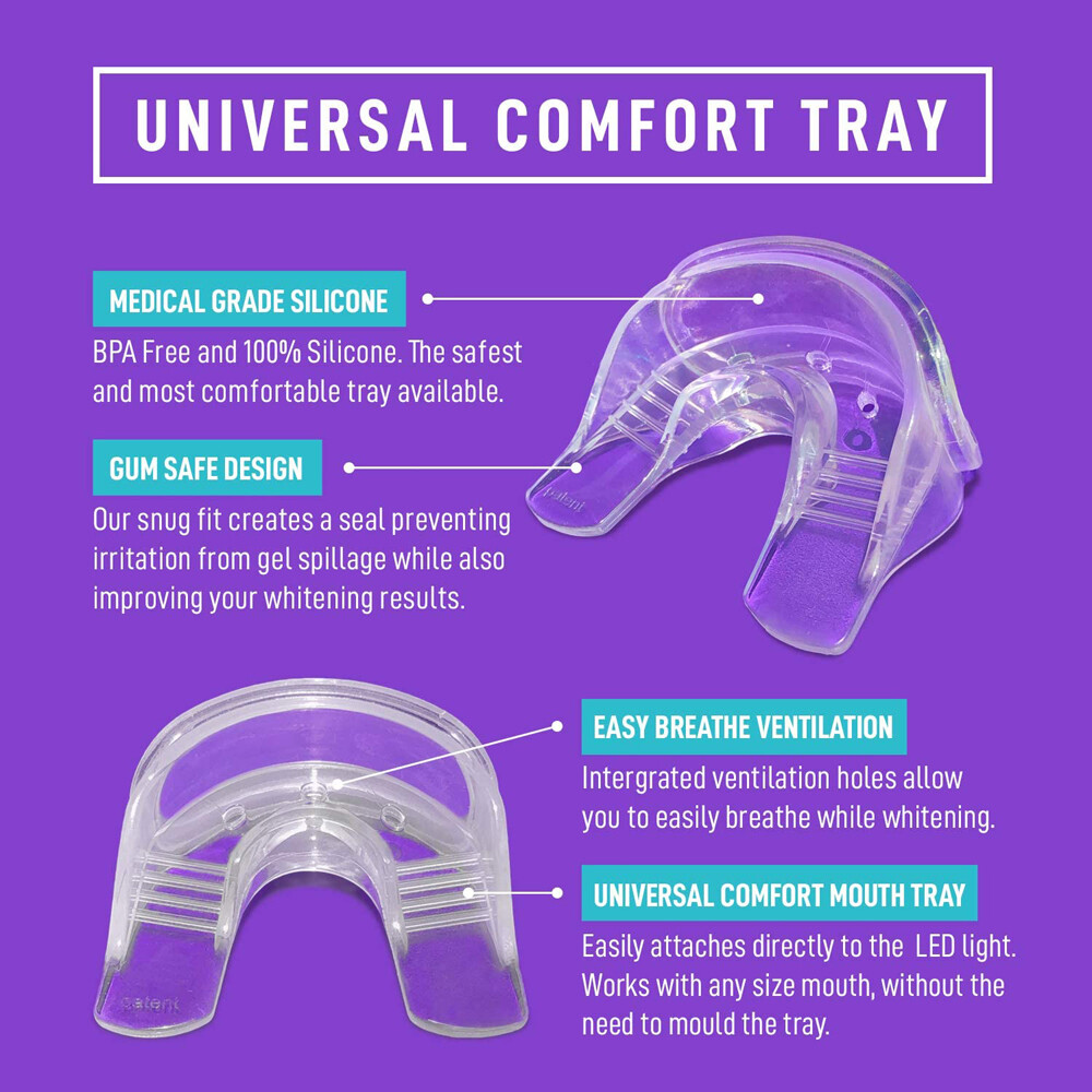 Teeth Whitening Kit 6 Cleaning Gel + 2 Blue gel + Led Light Dental Trays teeth