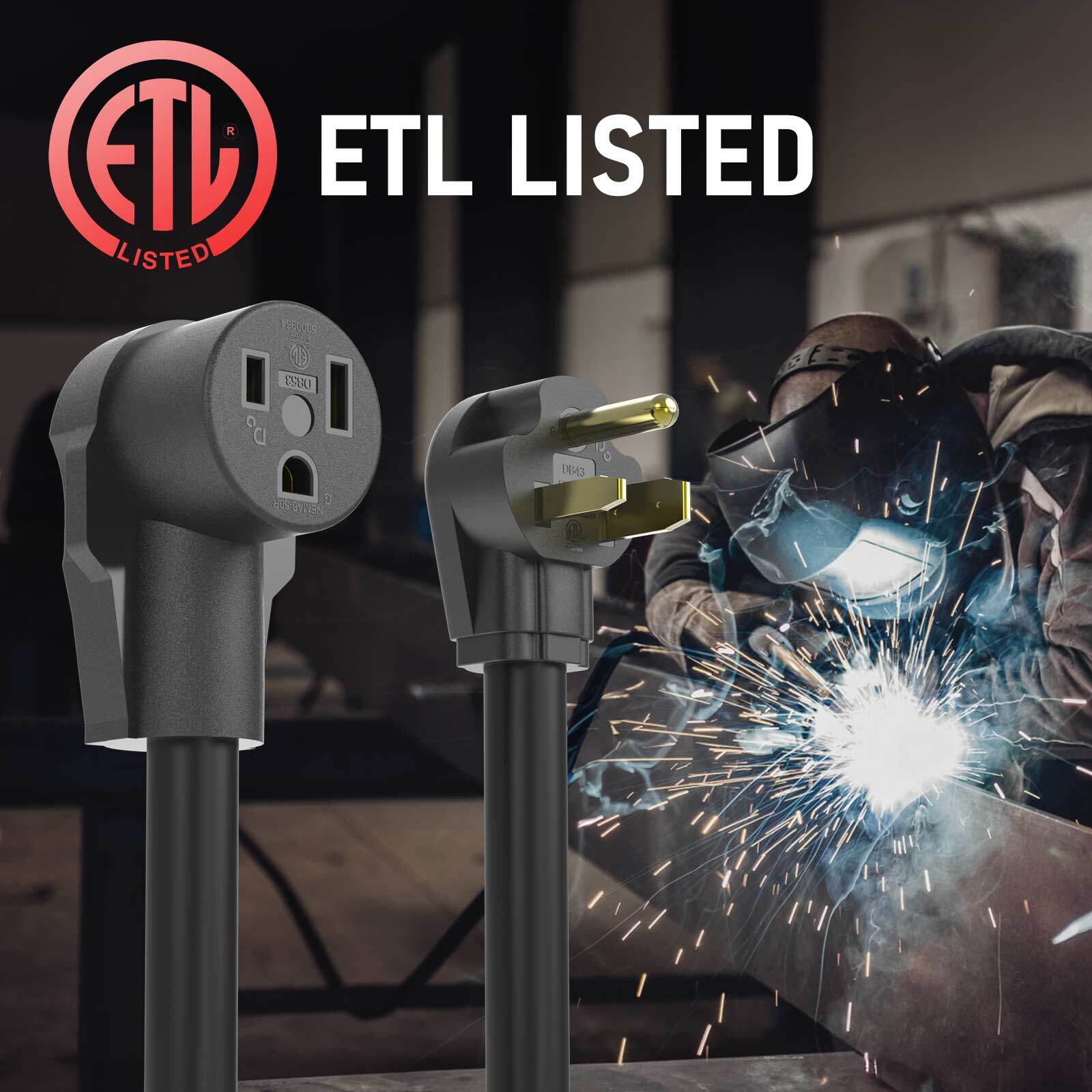 20ft / 40ft 220 Volt 50 Amp, 8/3 Welder Extension Cord for Welding Machine