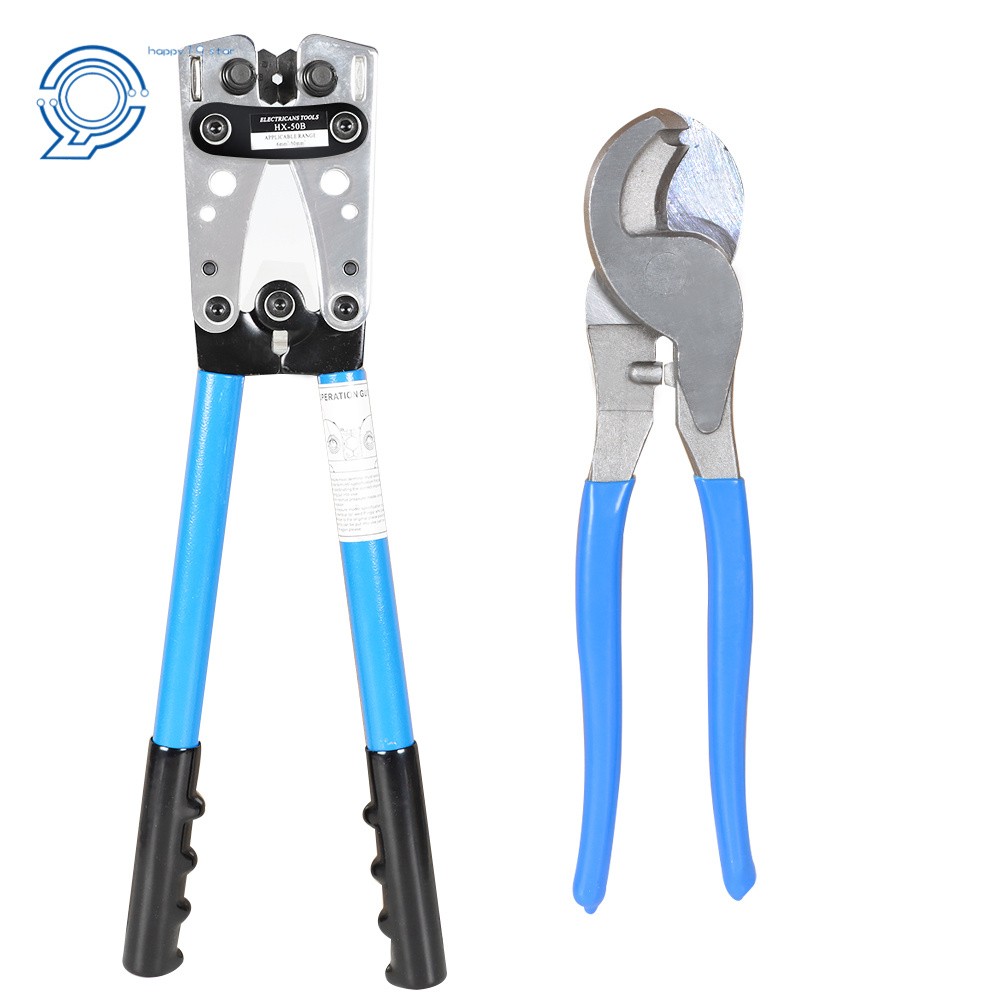 For 10-0 AWG Battery Cable Lug Crimping Tool Wire Crimper + 1 Wire Cutter