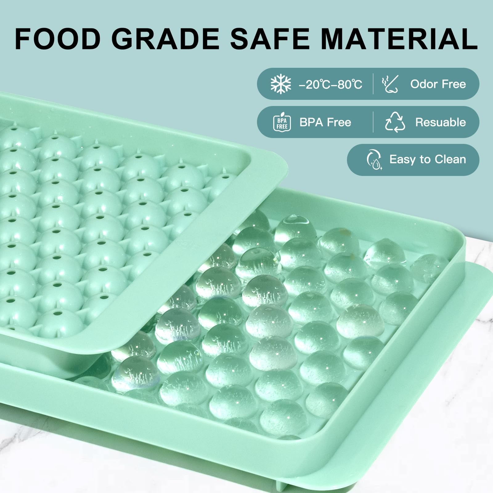 Mini Ice Cube Tray Small Round Molds 104x3 PCS Tiny Pebble balls Crushed Trays