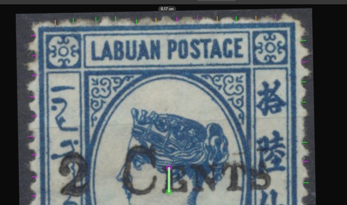 Labaun Stamps 1885 2c (Type T7) on 16c blue, wmk reversed SG24x Mint CV £1200