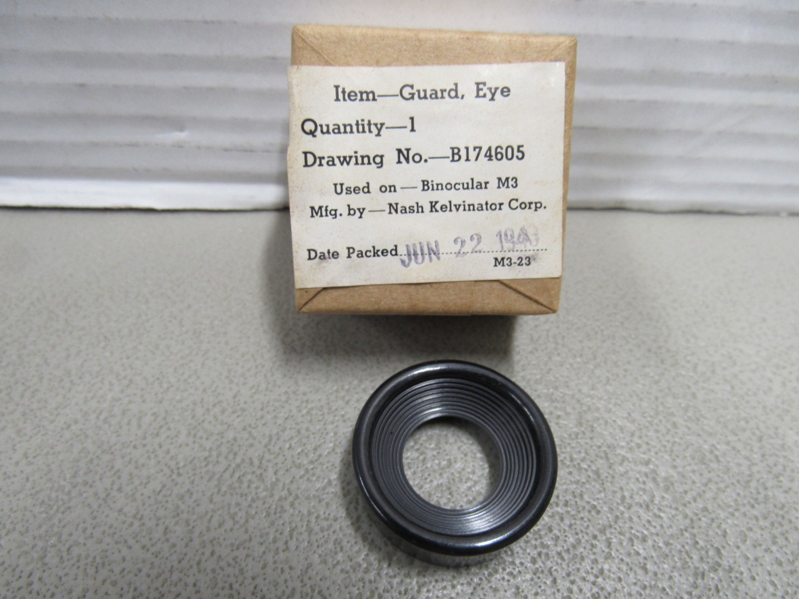 WW2 US M3 6x30 Binoculars Eye Guard Original Box 1943 Date Nash Kelvinator Corp