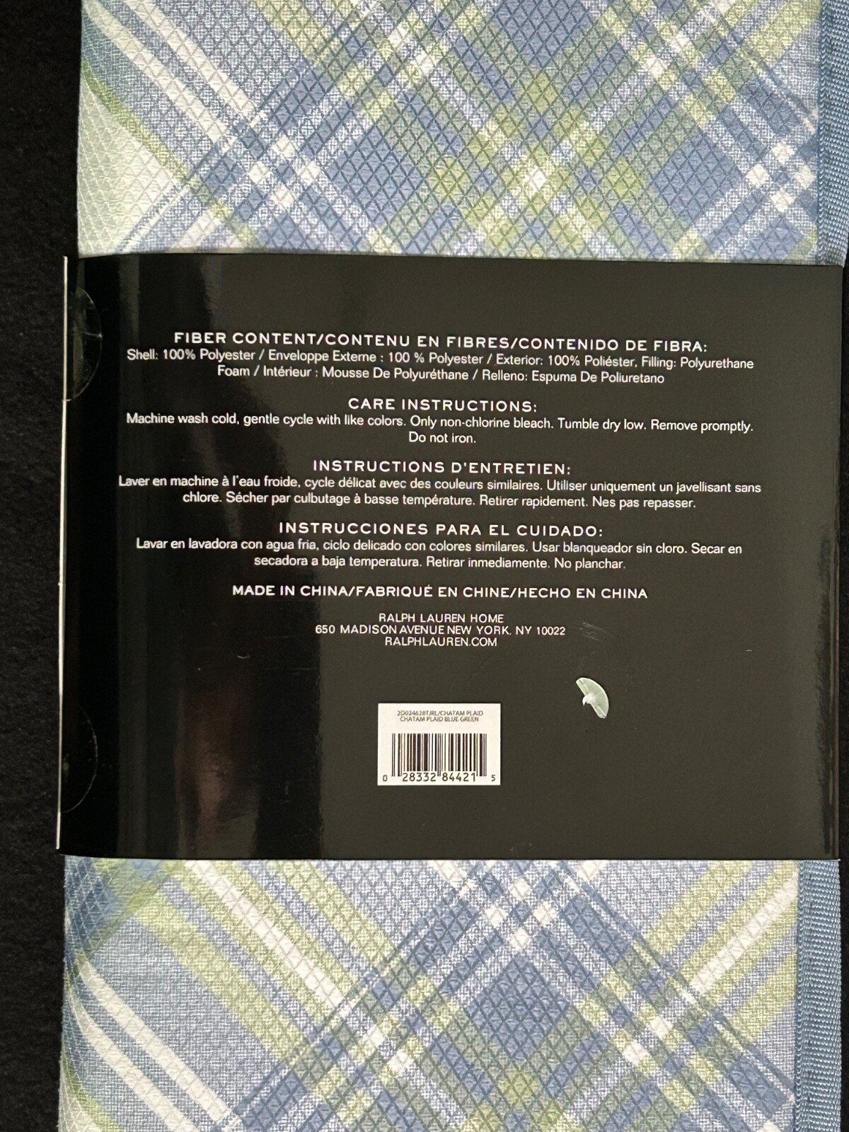 RALPH LAUREN KITCHEN DRYING MATS Plaid (2) 12" X 18" And 16" X 22" Blue/Green