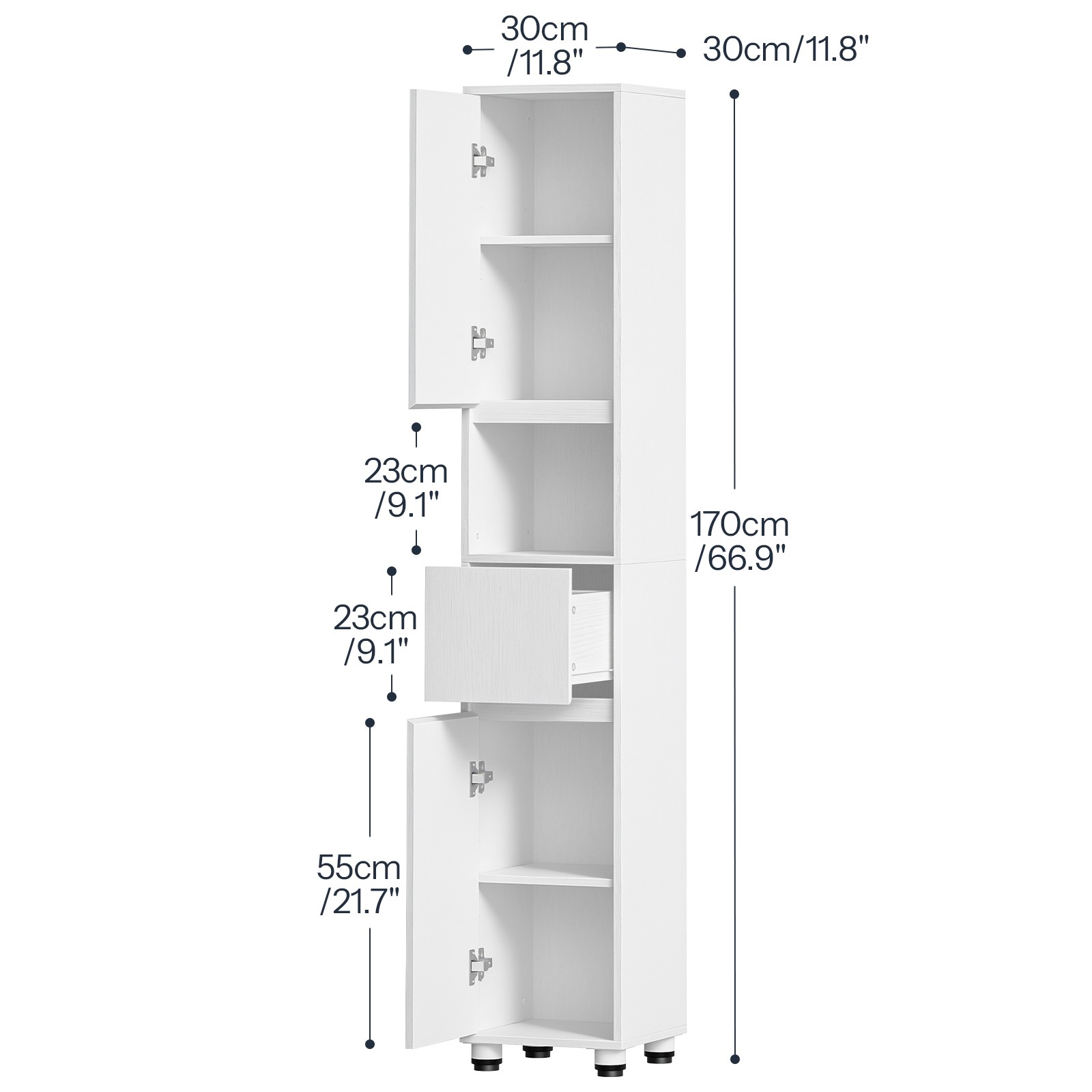 Freestanding Bathroom Cabinet Storage Organizer 11.8’’ x 11.8’’ x 66.9’’