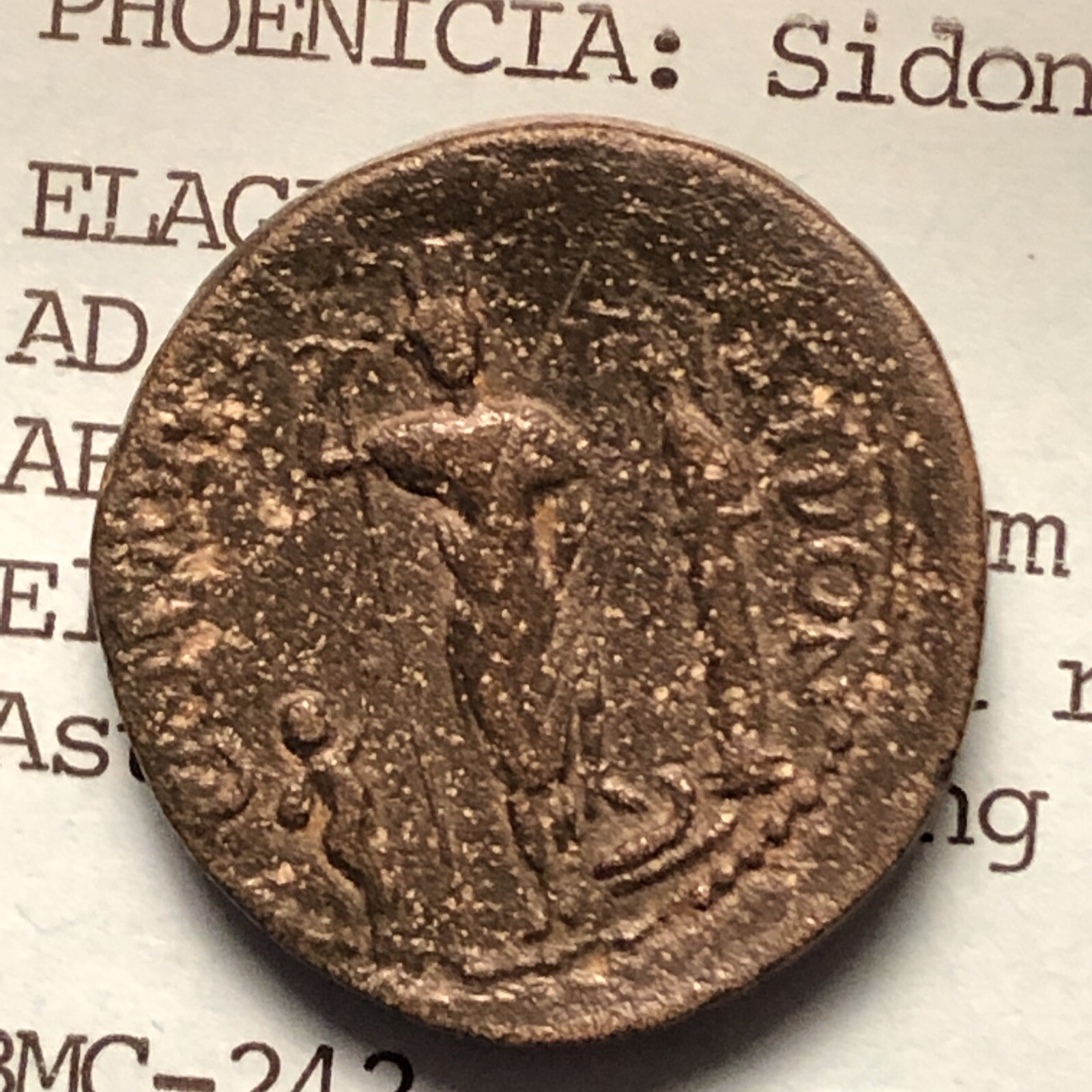 elagabalus phoenicia: sidon ad 218-222 Ae29 Rev Astarte ,Nike,Marsyas Lower Left