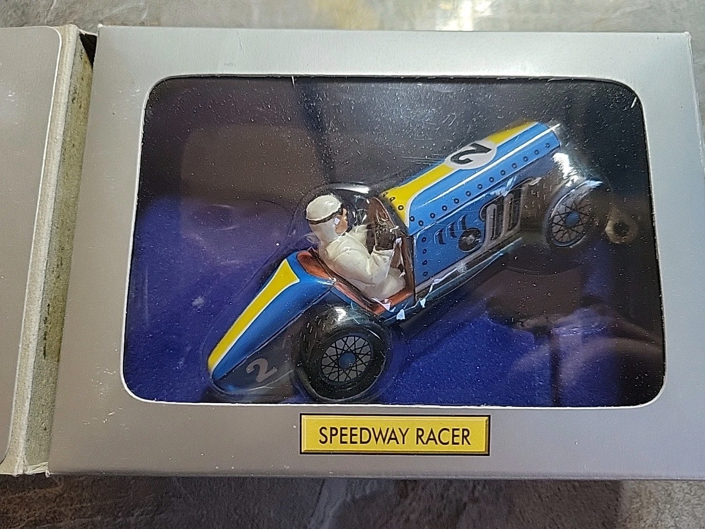 Schylling Speedway Racer Classic Wind-Up Tin Car Driver Blue Original BOX NEW