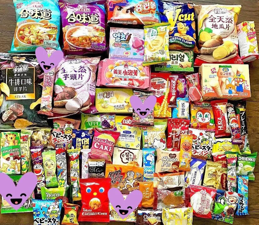 80 Pieces With Drink & Ramen Mix Variety Asian Snack Box Japanese Korean Taiwan