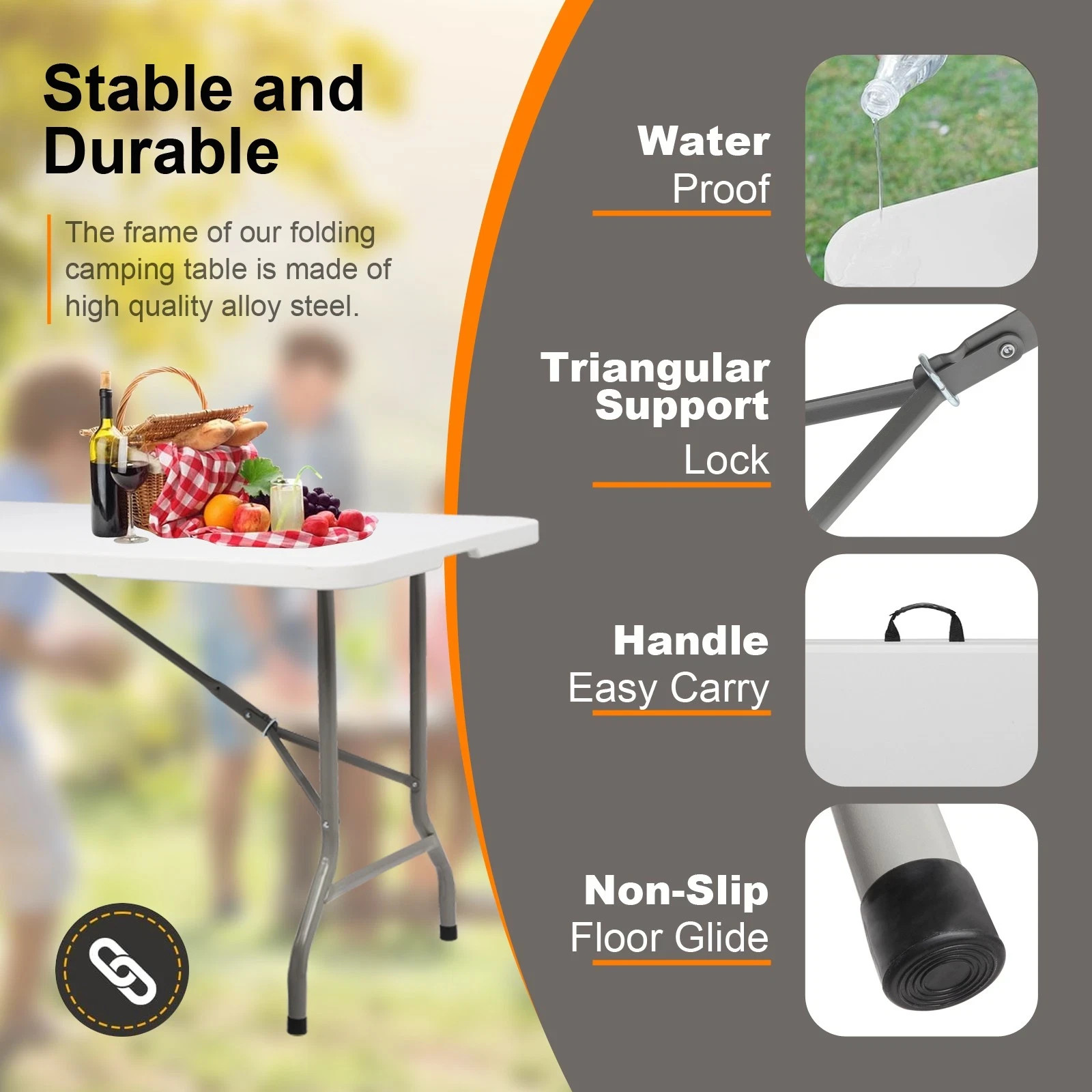 6' Folding Table Portable Plastic Indoor Outdoor Picnic Party Dining Camping Tab