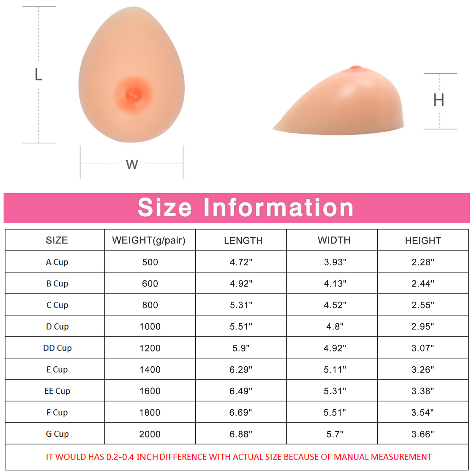Self-adhesive Full Silicone Fake Boobs 1 Pair Breast Forms Enhancer Crossdresser