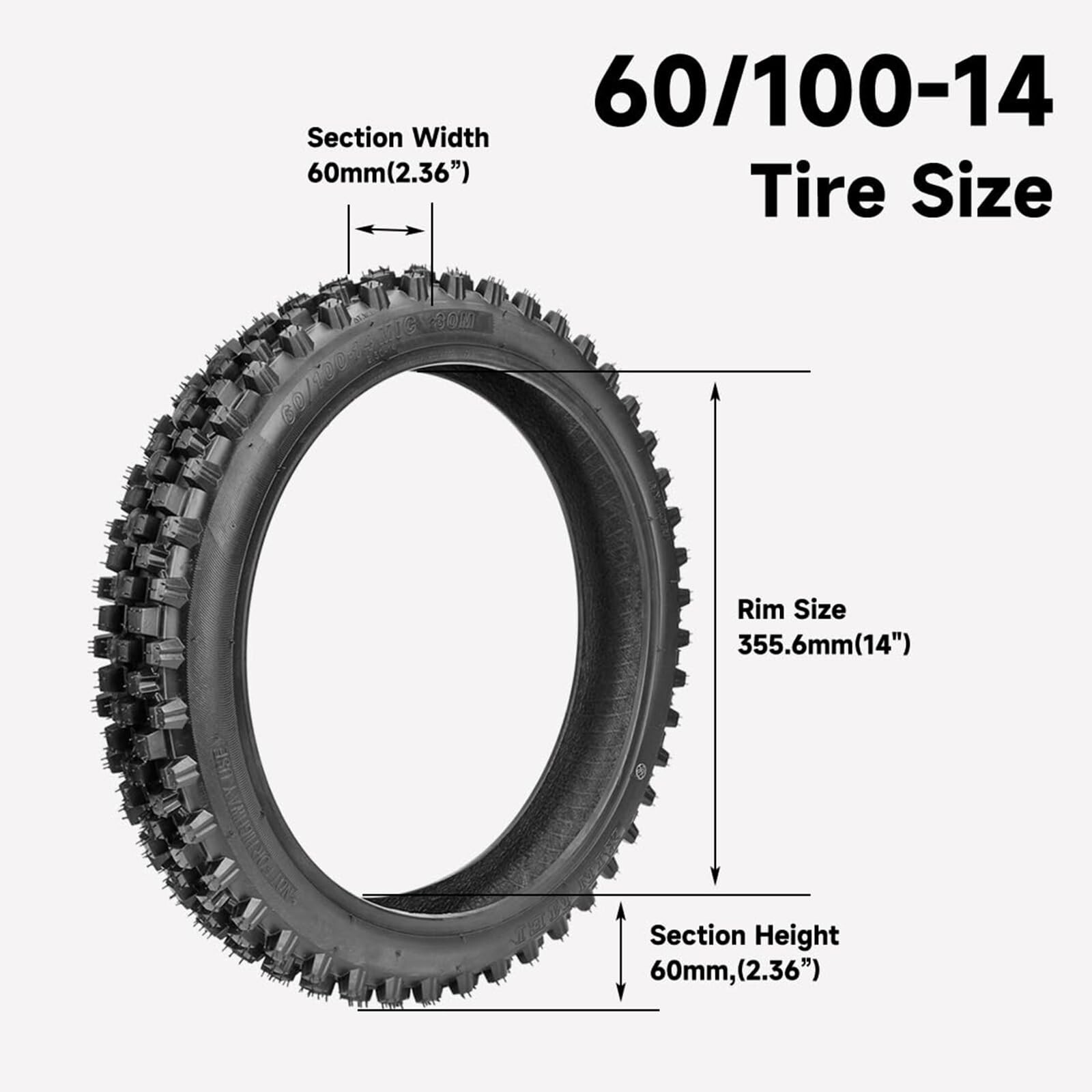 60/100-14 2.50-14 80/100-12 3.00-12 Tire and Inner Tube For 90cc 110cc 125cc SSR