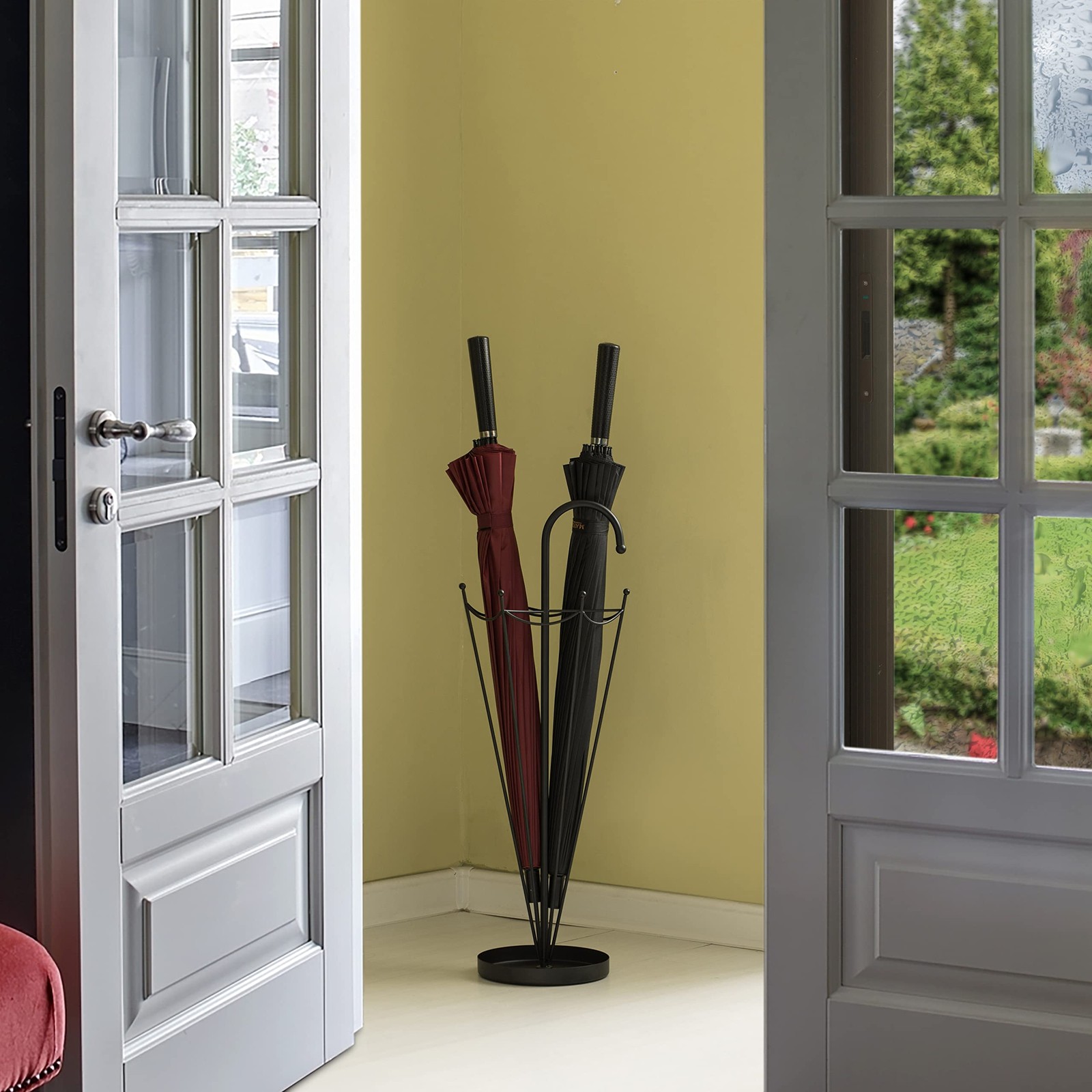 Vintiquewise Black Umbrella Holder Stand Indoor Outdoor Floor Standing Cane Rack