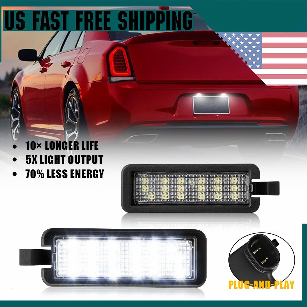 For 2015-2022 Chrysler 300 White LED License Plate Light Bulbs Rear Tag Lamps 2x