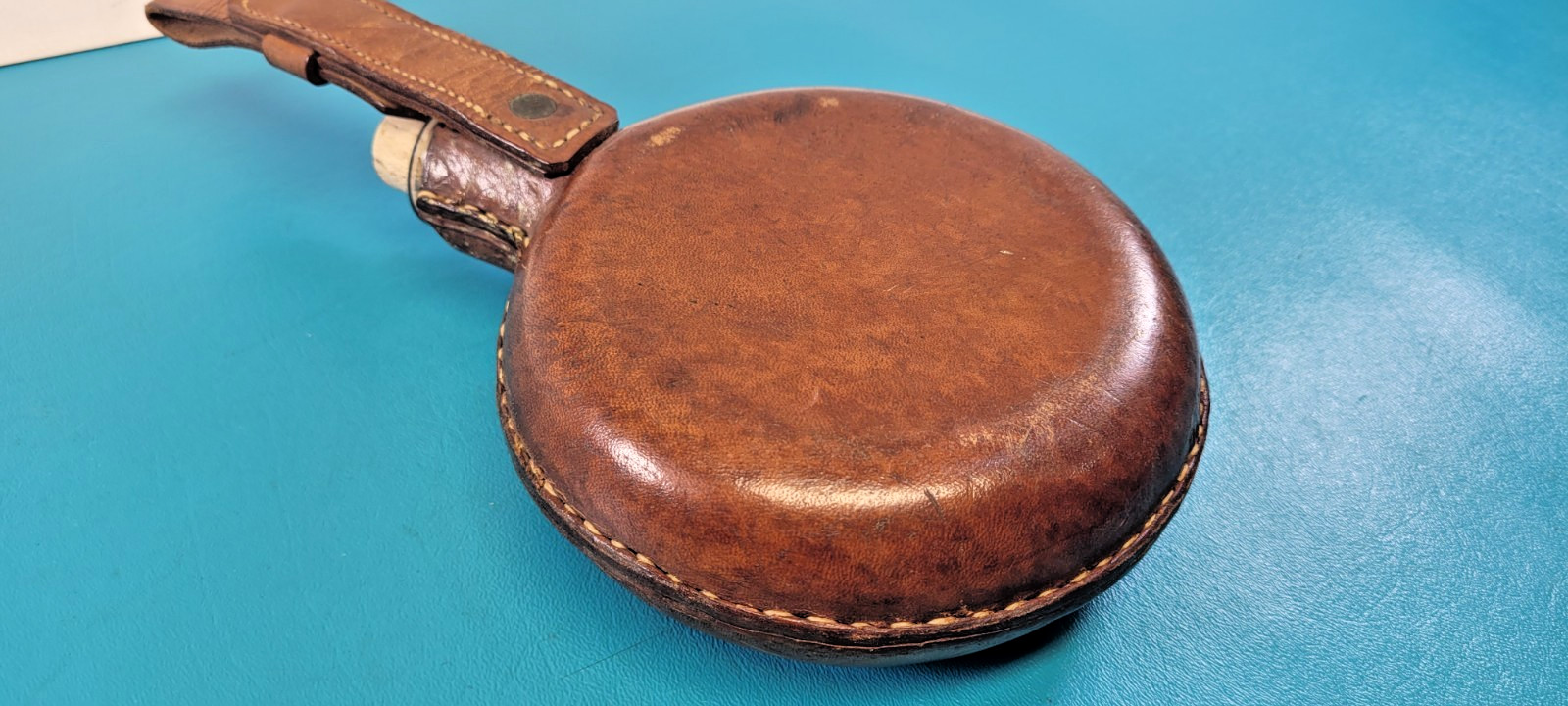 Vintage Military Glass Leather Canteen Decanter Flask + Regimental Markings