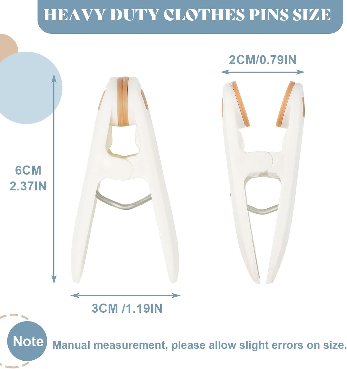 24 Pack Plastic Clothes Pins Heavy Duty Clothespins for Laundry, 2.36 Inch Cloth