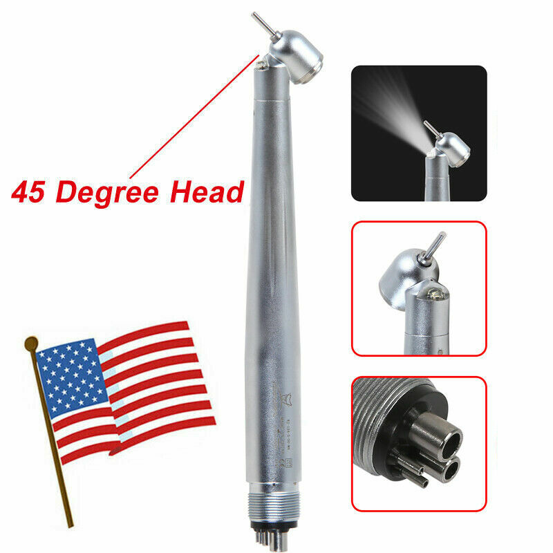 NSK Style Dental LED 45° Degree Surgical High Speed Handpiece Push Button 4 Hole