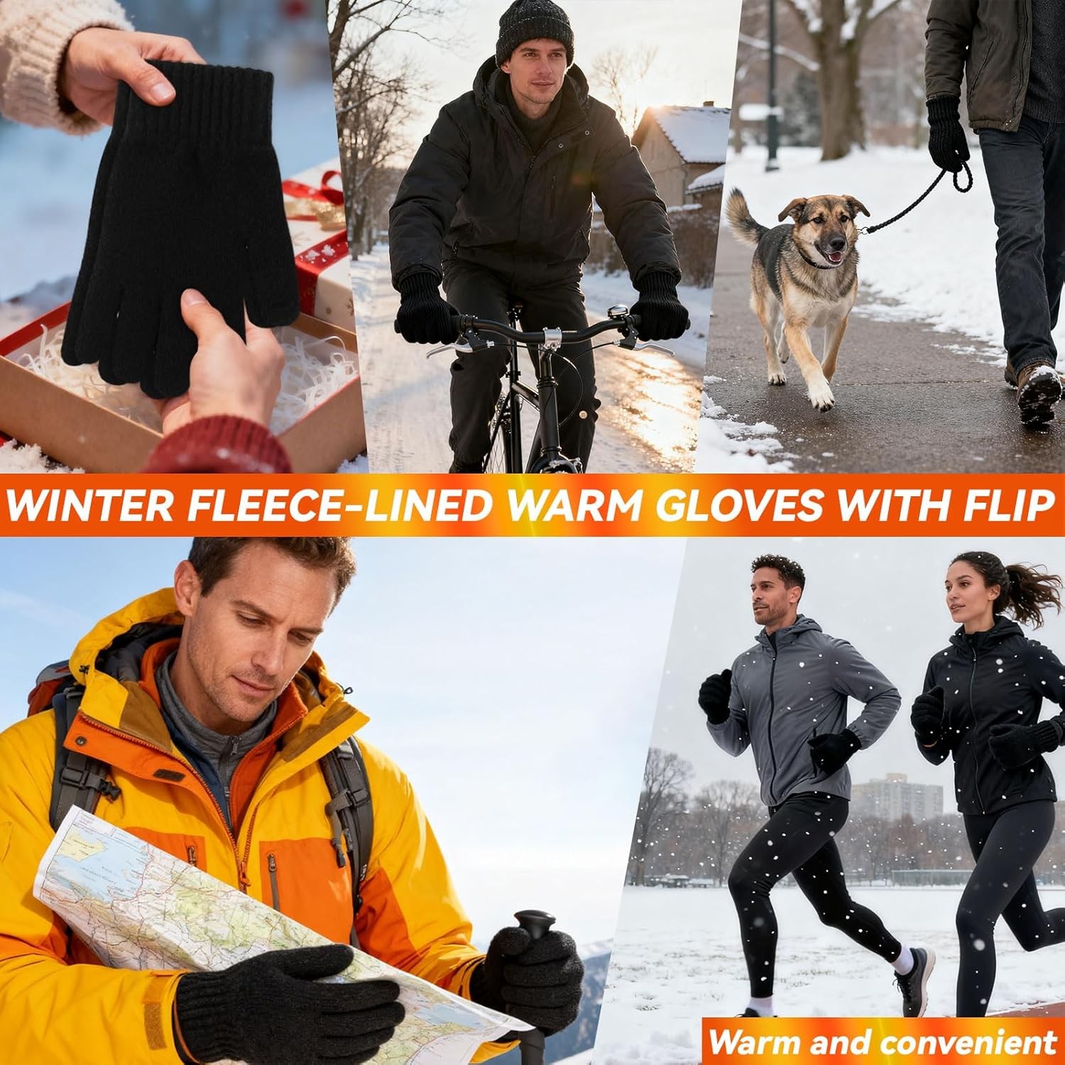 Warm Thermal Running Gloves Men Women Touchscreen Winter Soft Lined Gloves