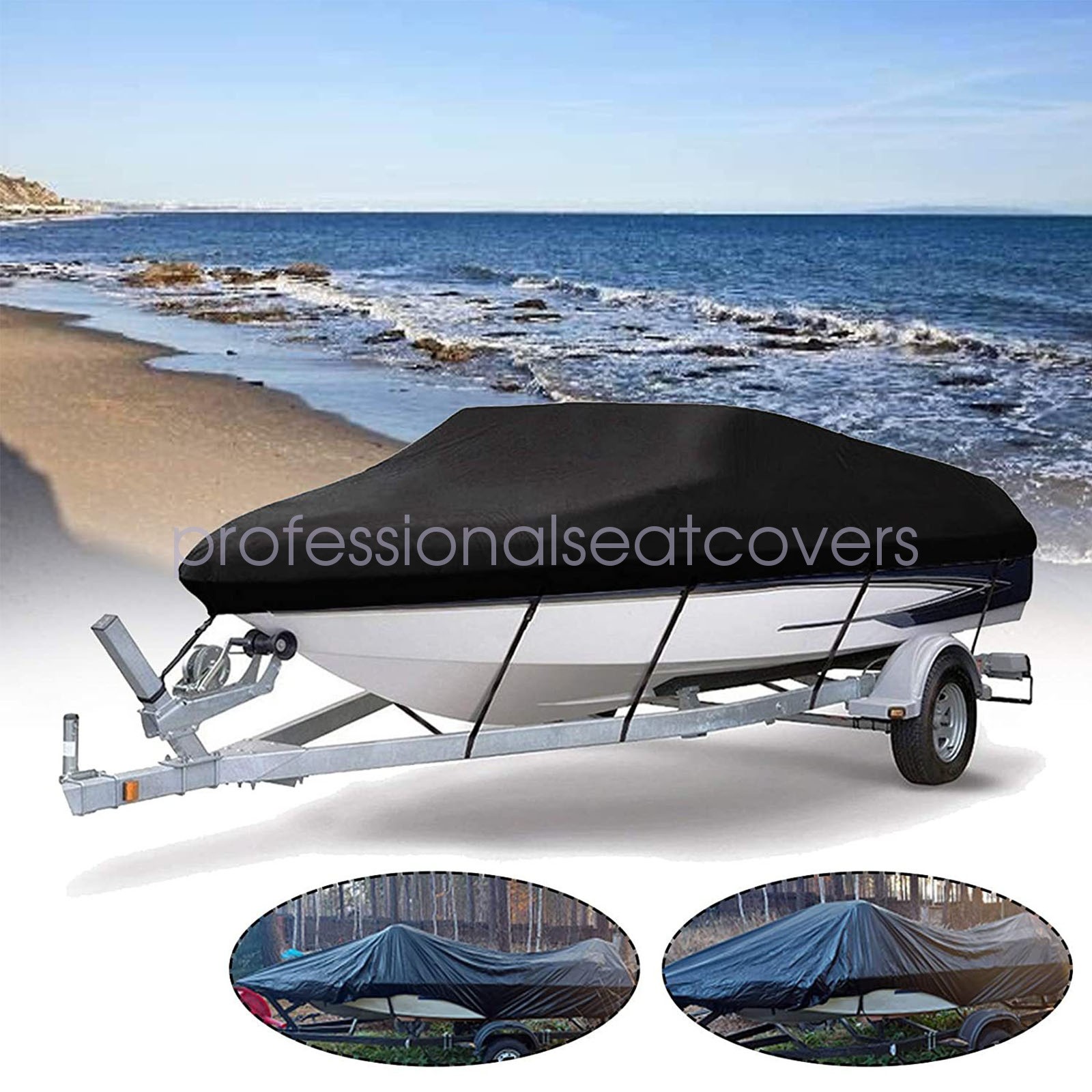 Waterproof Boat Cover Fishing Ski V-Hull Runabouts Dust UV Resistant 20' 21' 22'