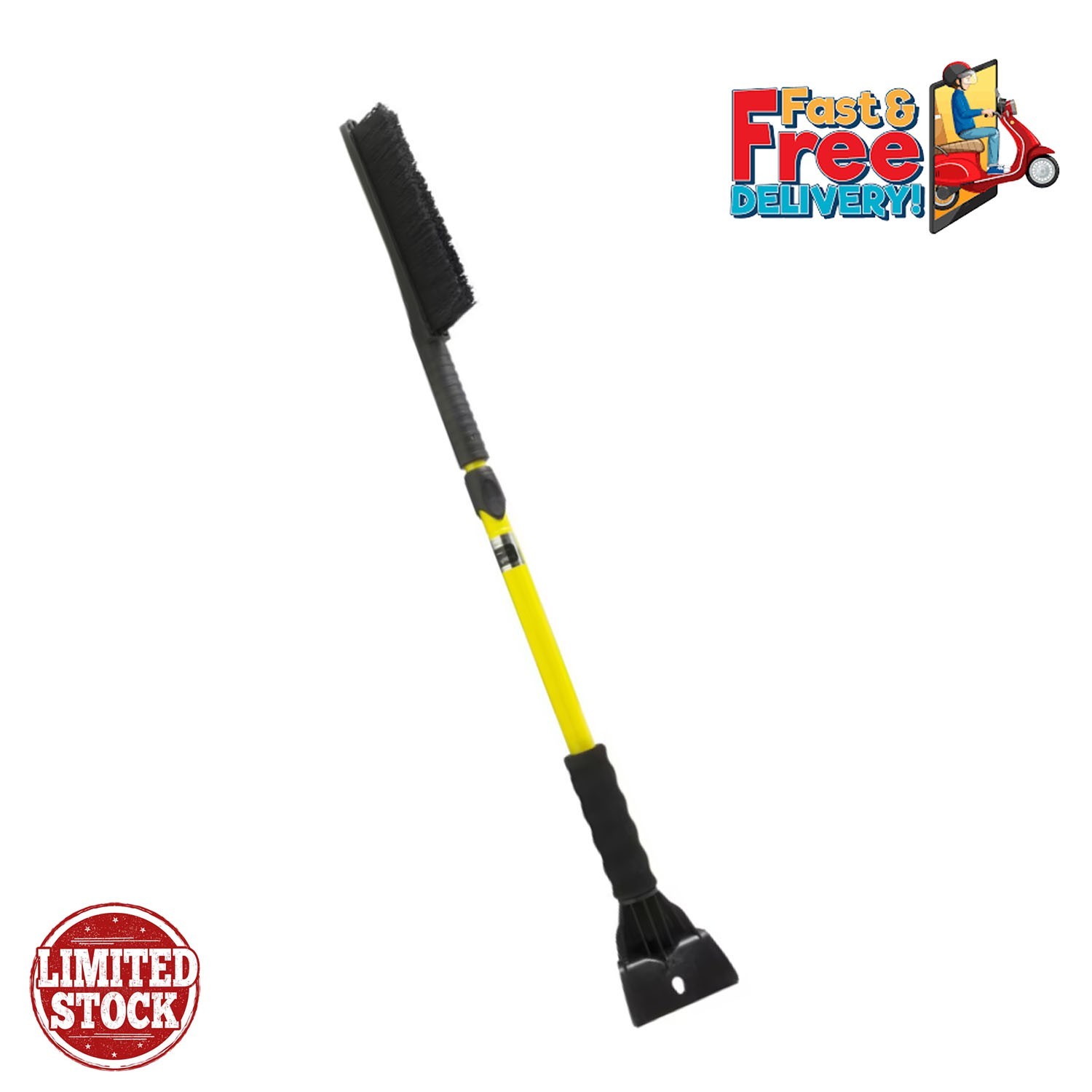 Hopkins 42” Snow Brush Ice Scraper Chisel Extendable Handle for Car SUV