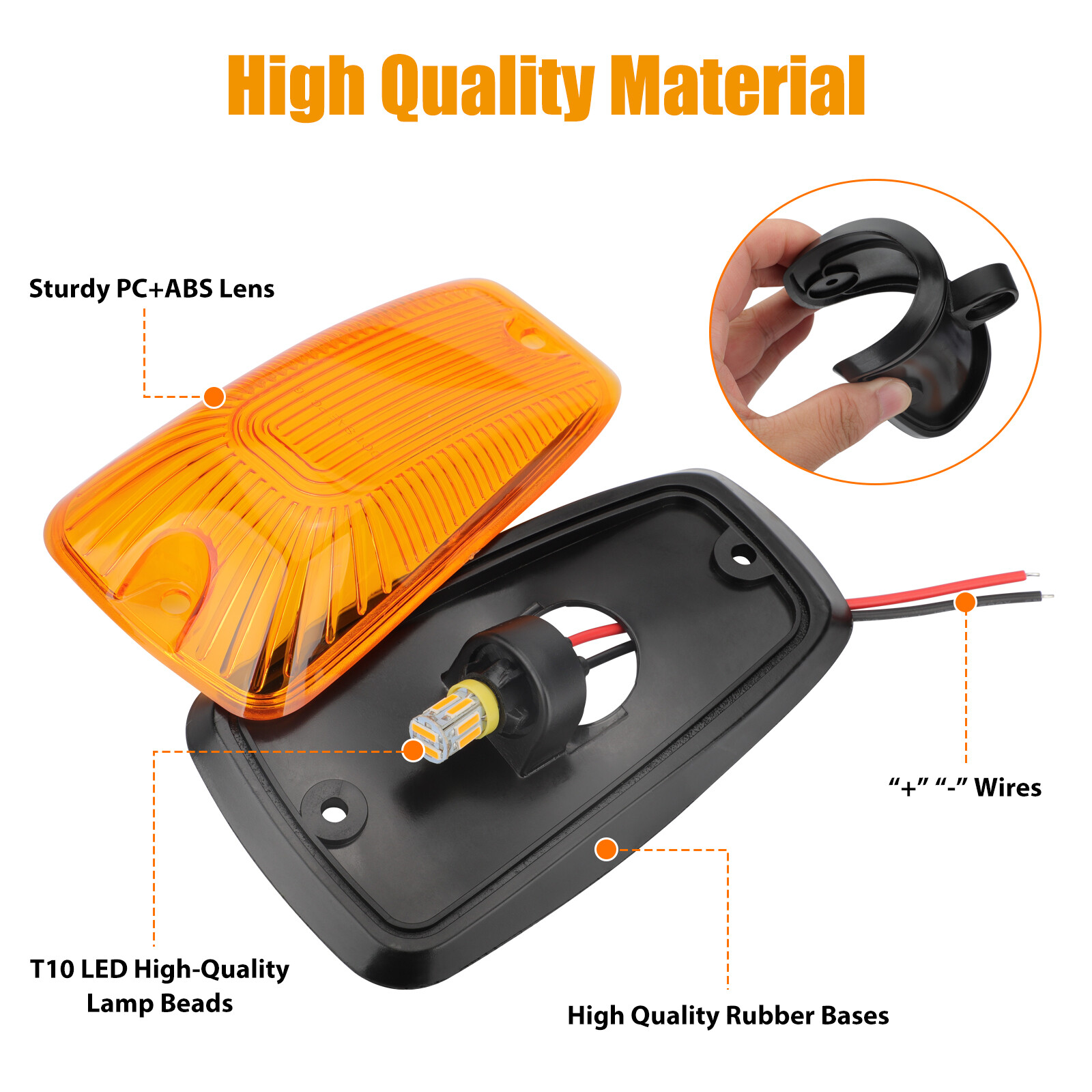 5x Clear Lens Amber LED Cab Marker Roof Light for 88-02 Chevy/GMC Pickup Trucks