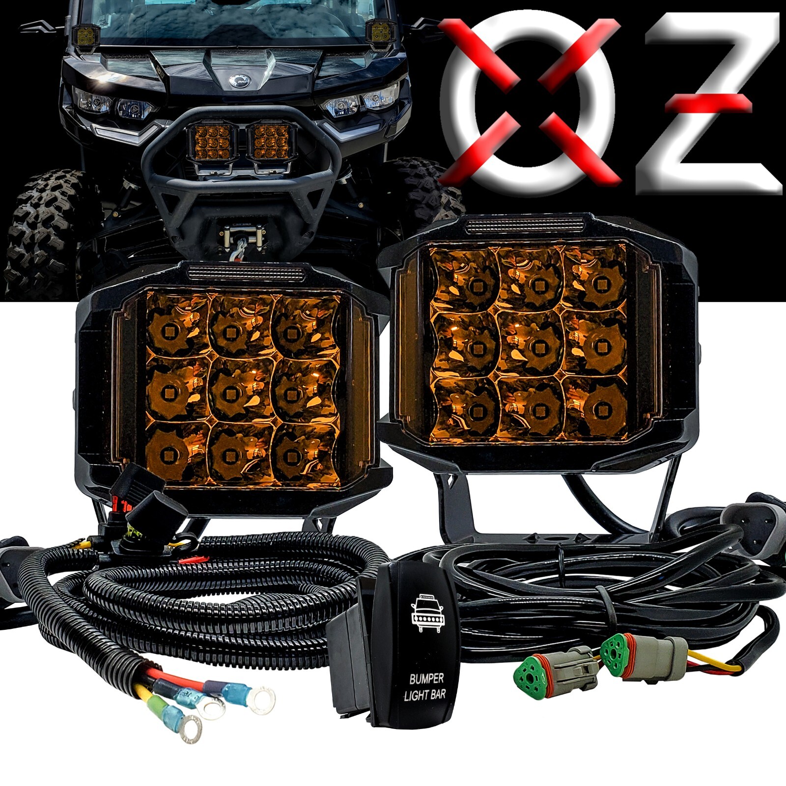 5" Side Emitting Amber LED Bumper Light Bar DRL + Wire Harness Kit for Can-Am X3