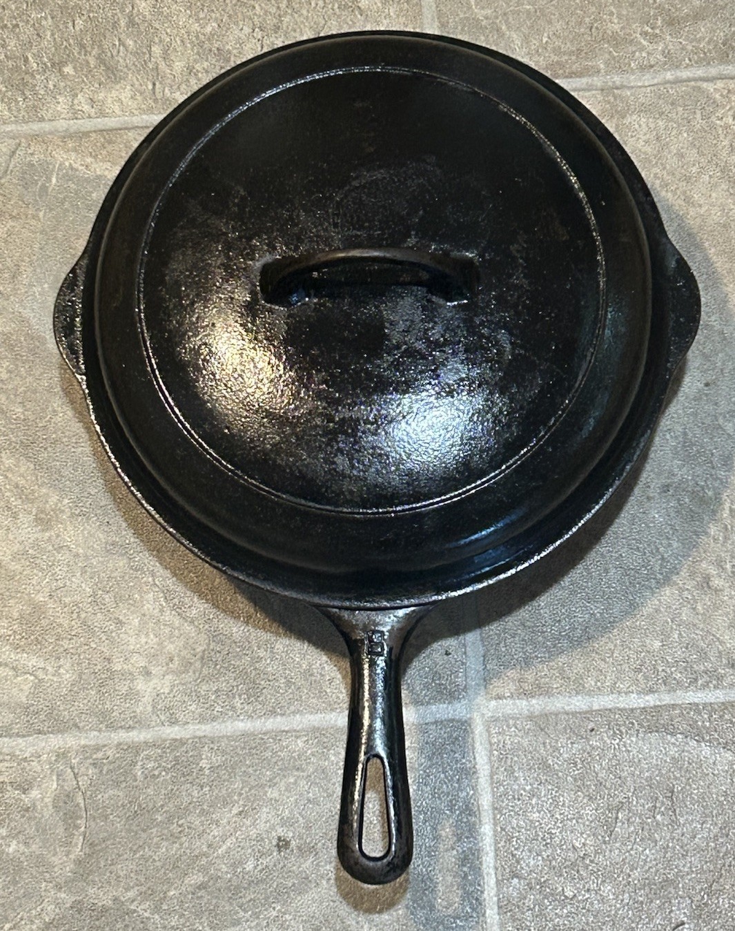 Vintage Griswold #8 Deep Cast Iron Chicken Fryer 777B Skillet w/ 1098B Lid -FLAT